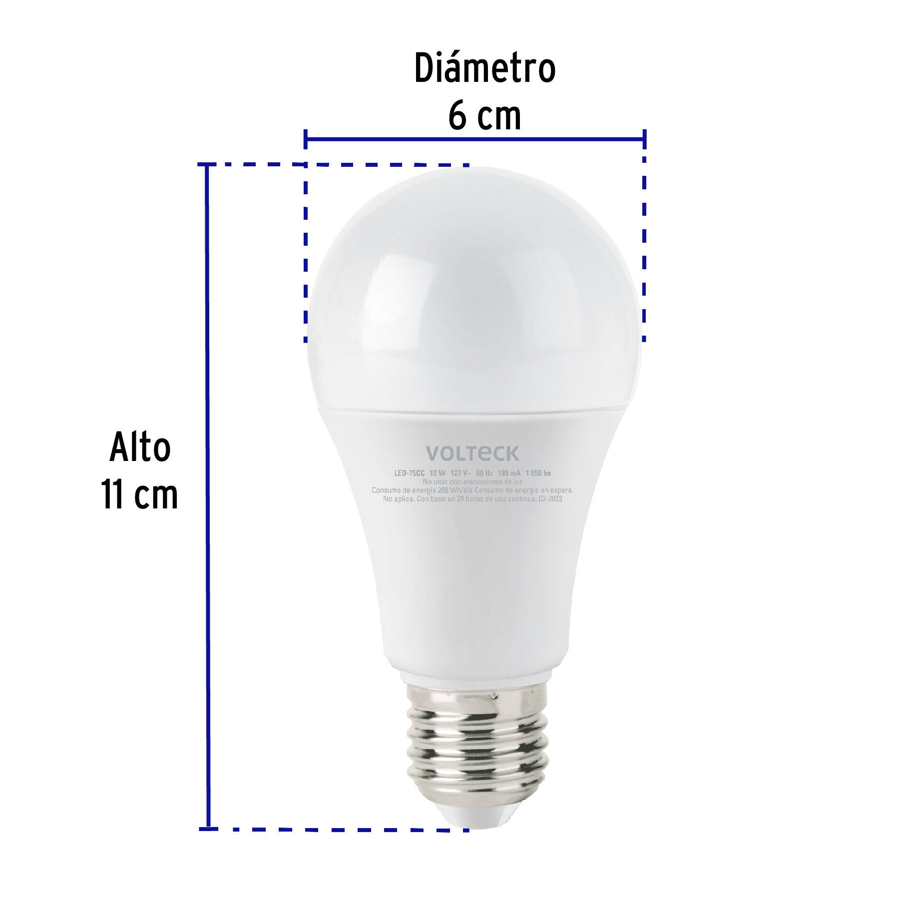Foco LED 12W (75W) A19, 3000K blanca cálida, 1050 lm, caja