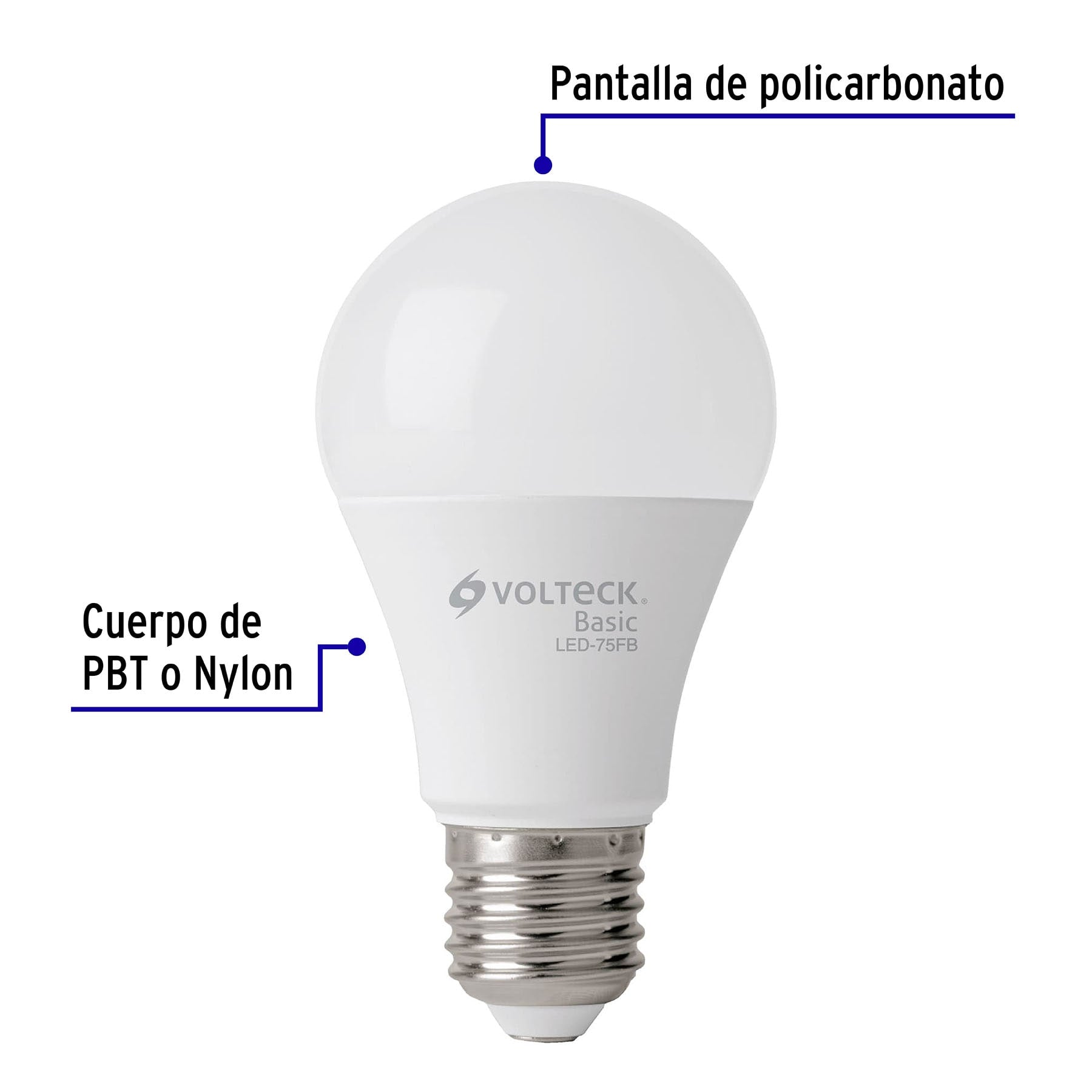 Foco LED 10W (75W) A19, 6500K blanca fría, 950 lm, BASIC