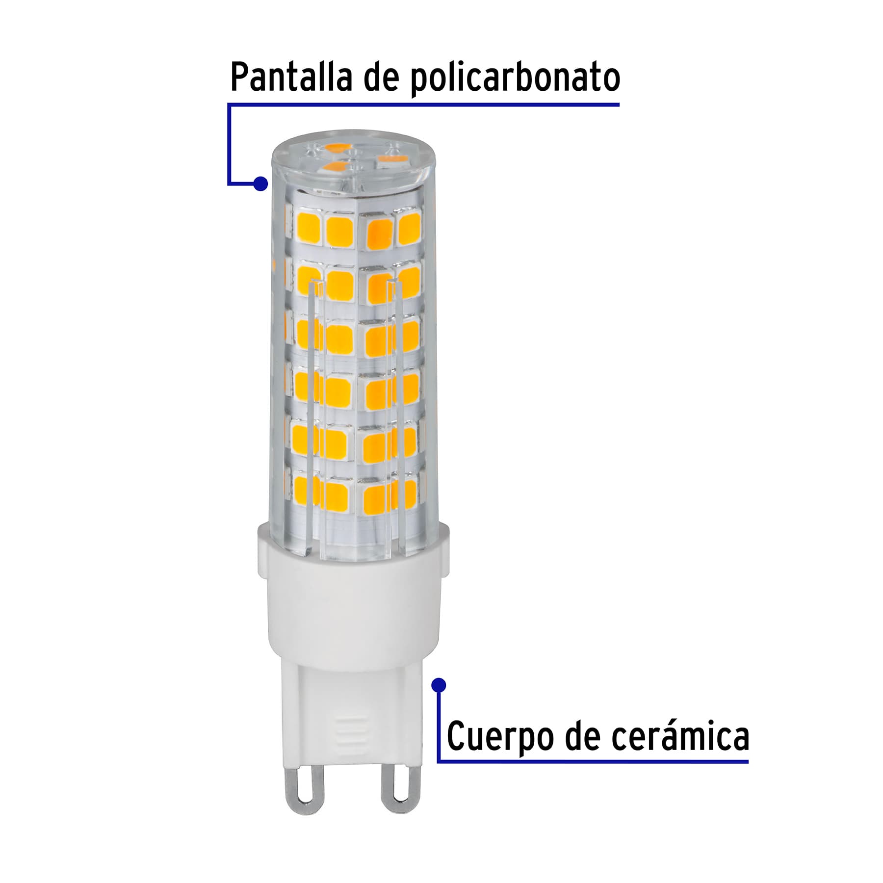 Foco LED 4 W, tipo capsula, 2700K luz ámbar, G9, VOLTECK