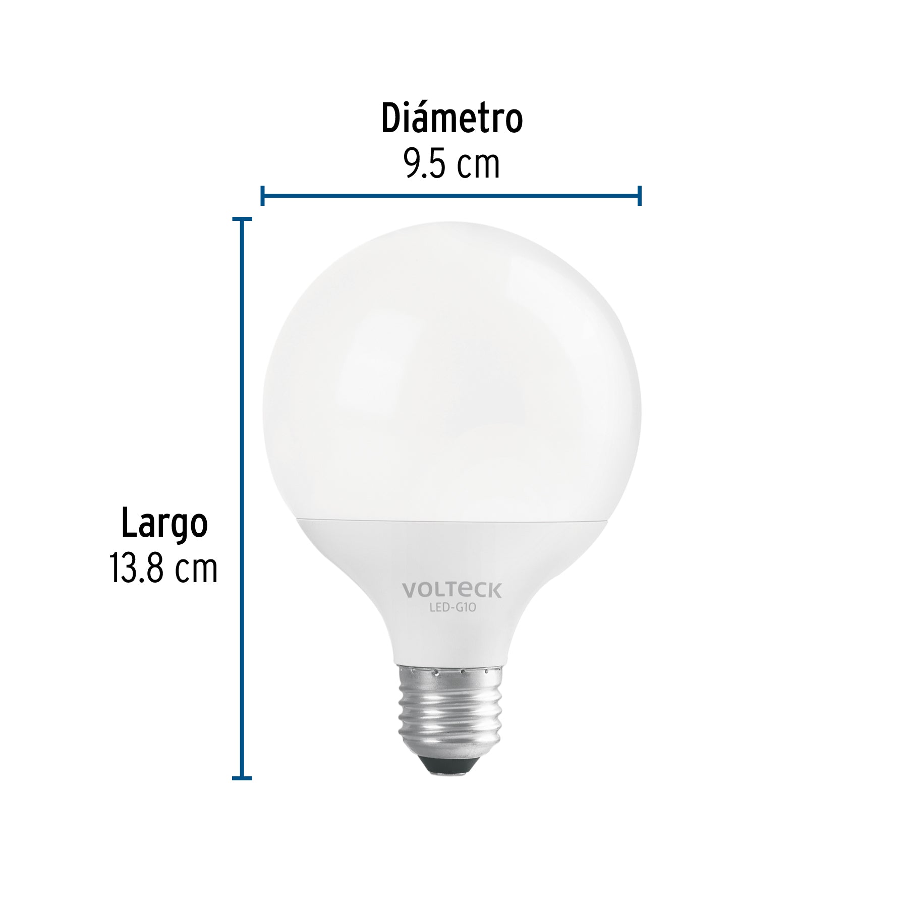 Foco LED 8 W, tipo globo G95,6500K blanca fría, E26, VOLTECK