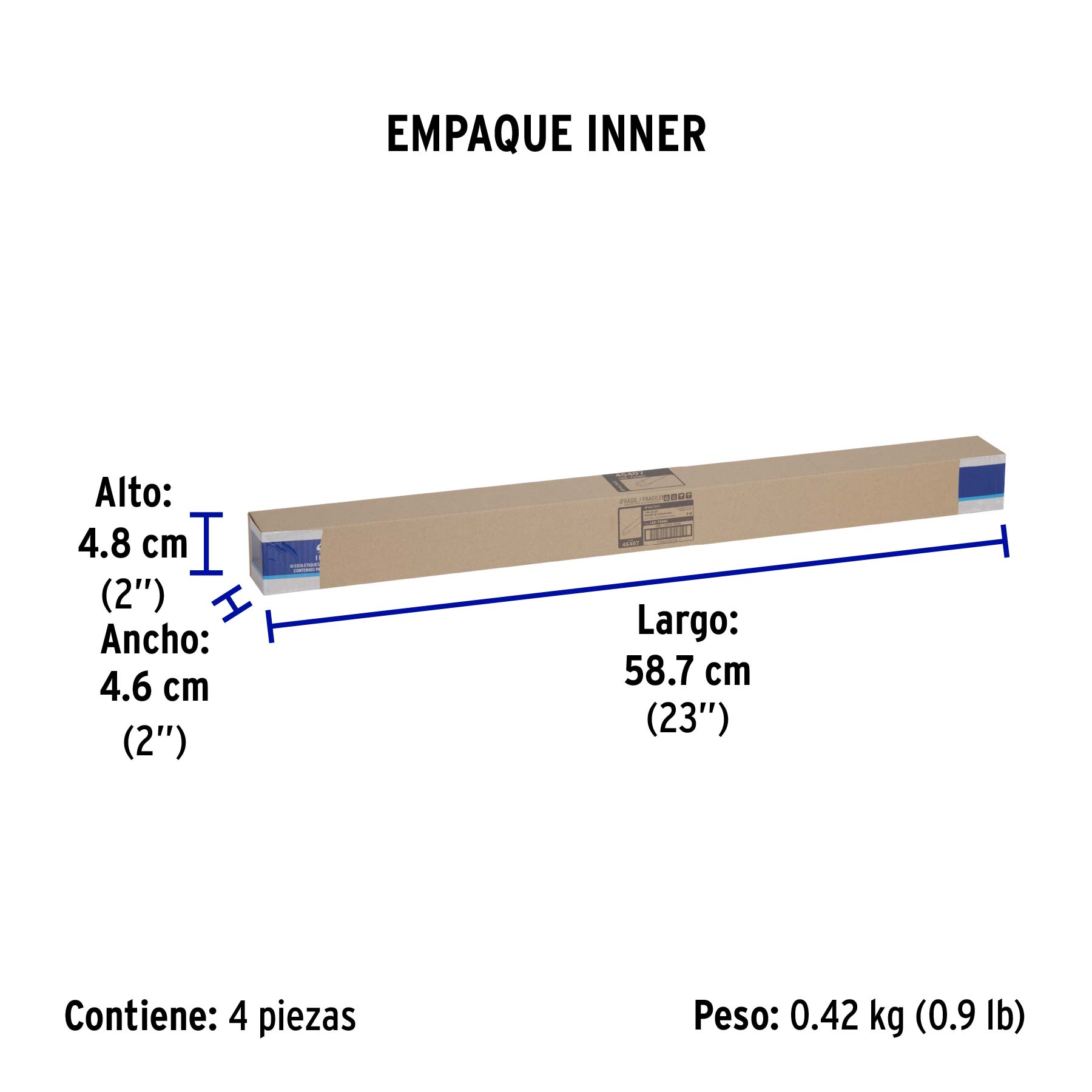 Tubo LED T5 8W G5, 6500K blanca fría, opalino, VOLTECK - Empaque