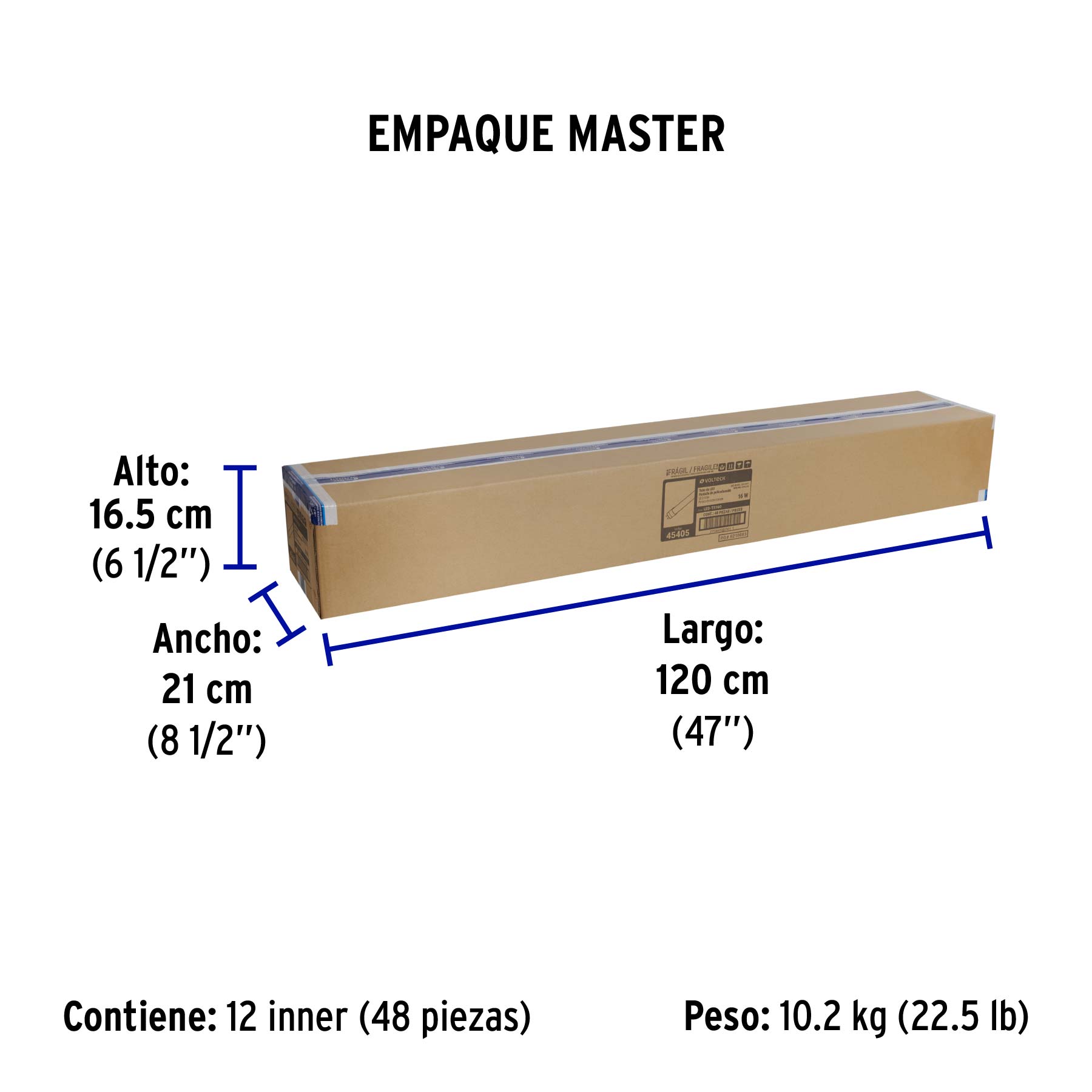 Tubo LED T5 16W G5, 6500K blanca fría, opalino, VOLTECK - Empaque