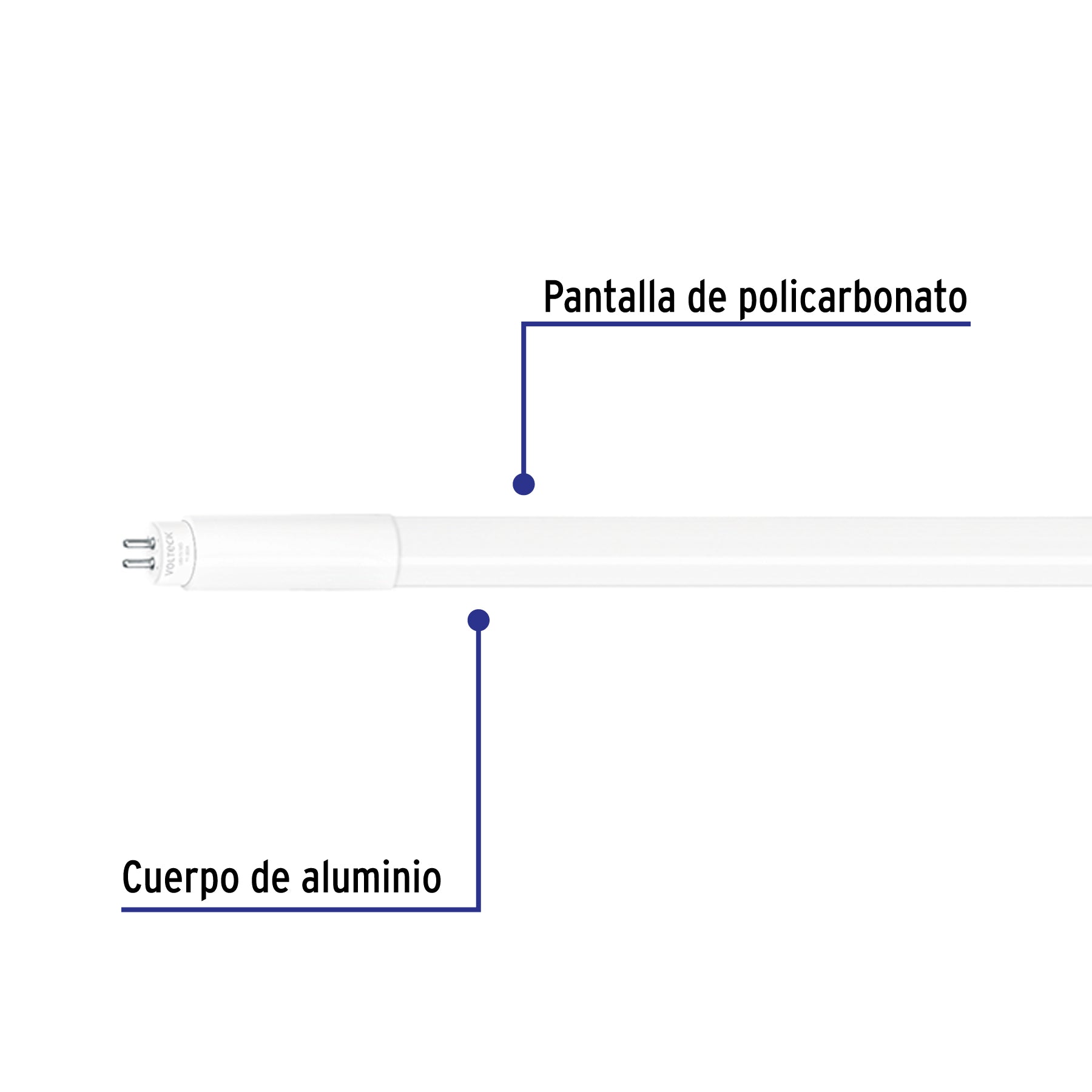 Tubo LED T5 16W G5, 6500K blanca fría, opalino, VOLTECK