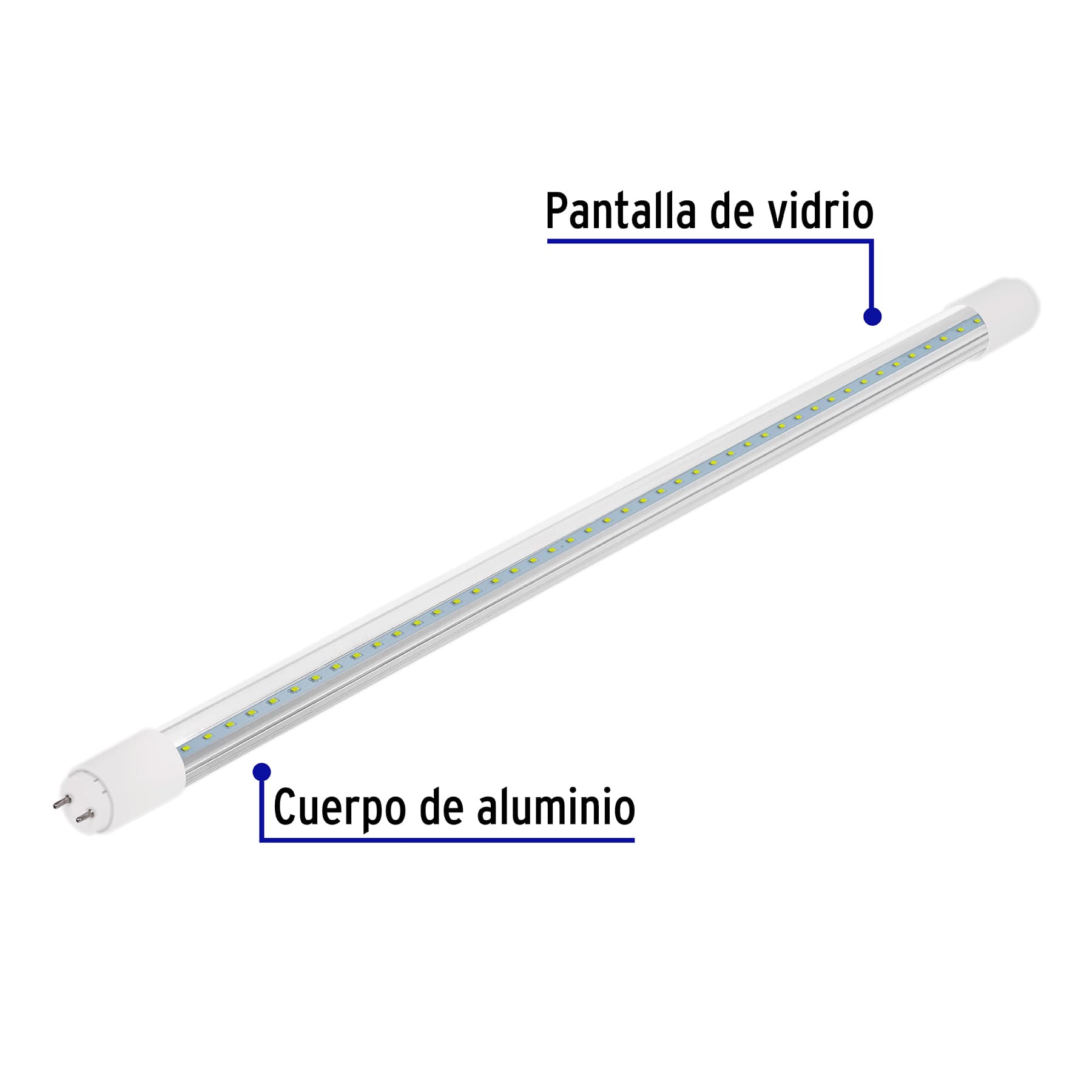 Tubo LED T8 9W G13, 6500K blanca fría, transparente, BASIC