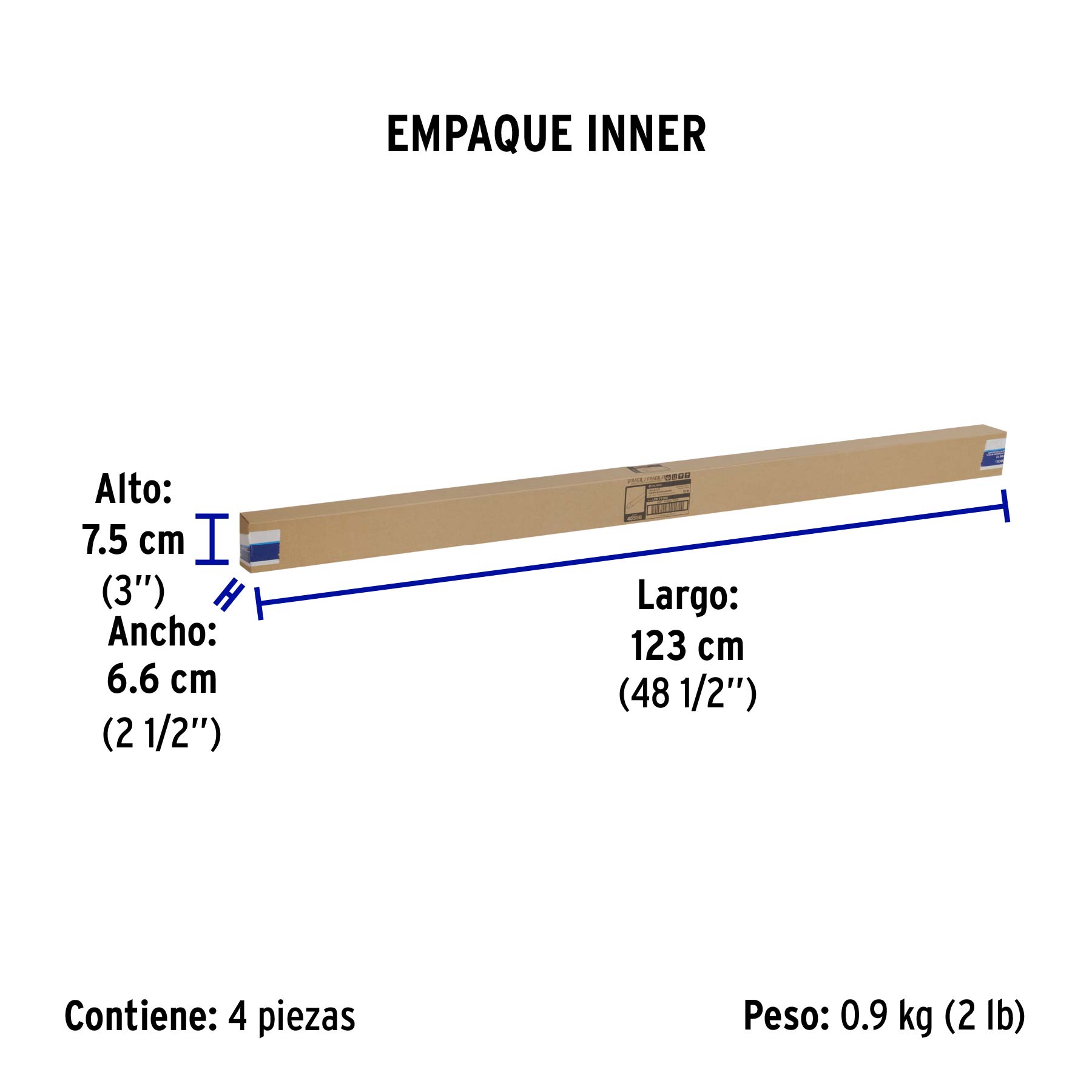 Tubo LED T8 18W G13, 6500K blanca fría, opalino, VOLTECK - Empaque