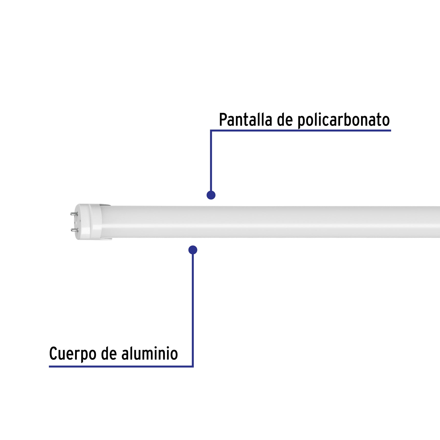 Tubo LED T8 18W G13, 6500K blanca fría, opalino, VOLTECK