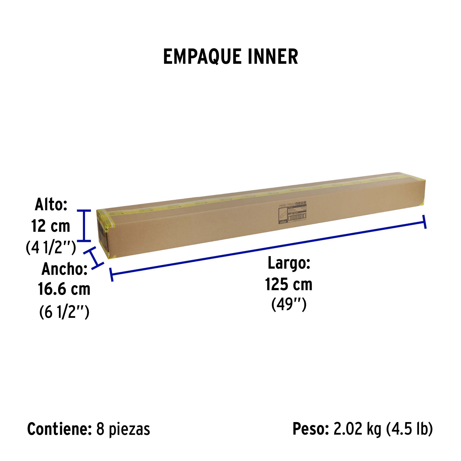 Tubo LED T8 18W G13, 6500K blanca fría, opalino, BASIC - Empaque