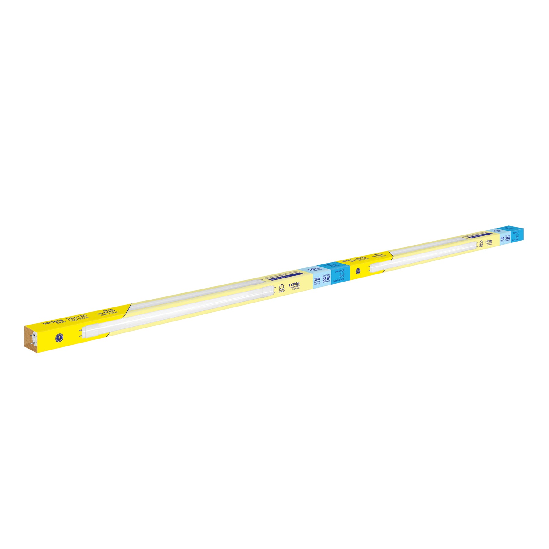Tubo LED T8 18W G13, 6500K blanca fría, transparente, BASIC