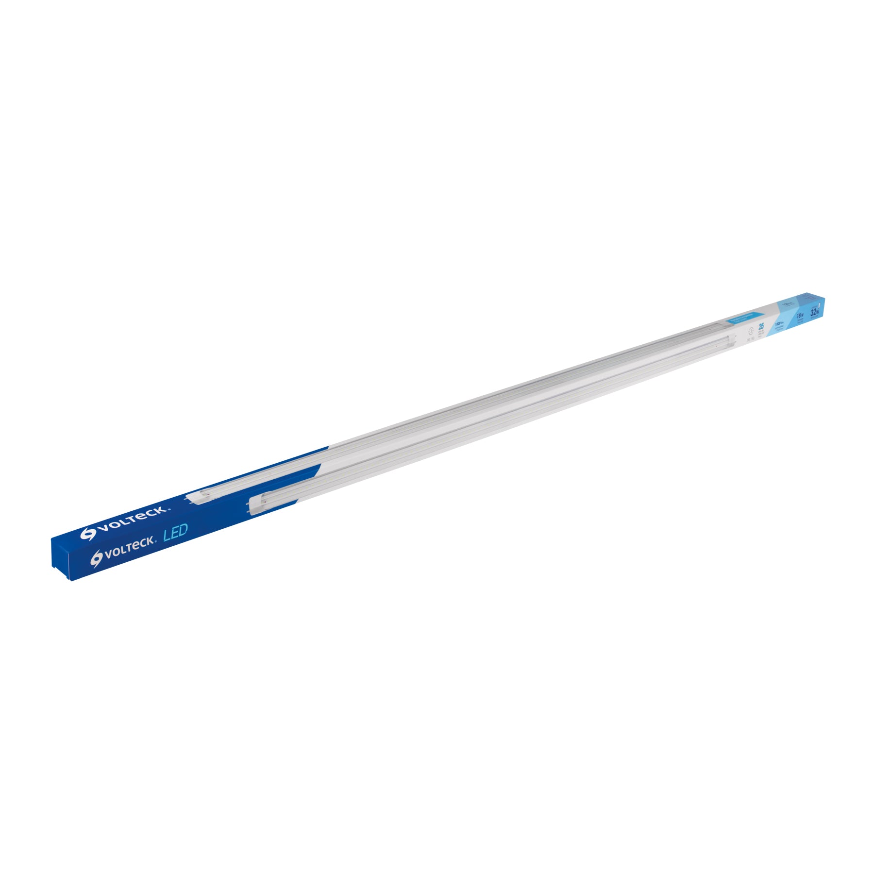 Tubo LED T8 18W G13 6500K blanca fría, transparente, VOLTECK