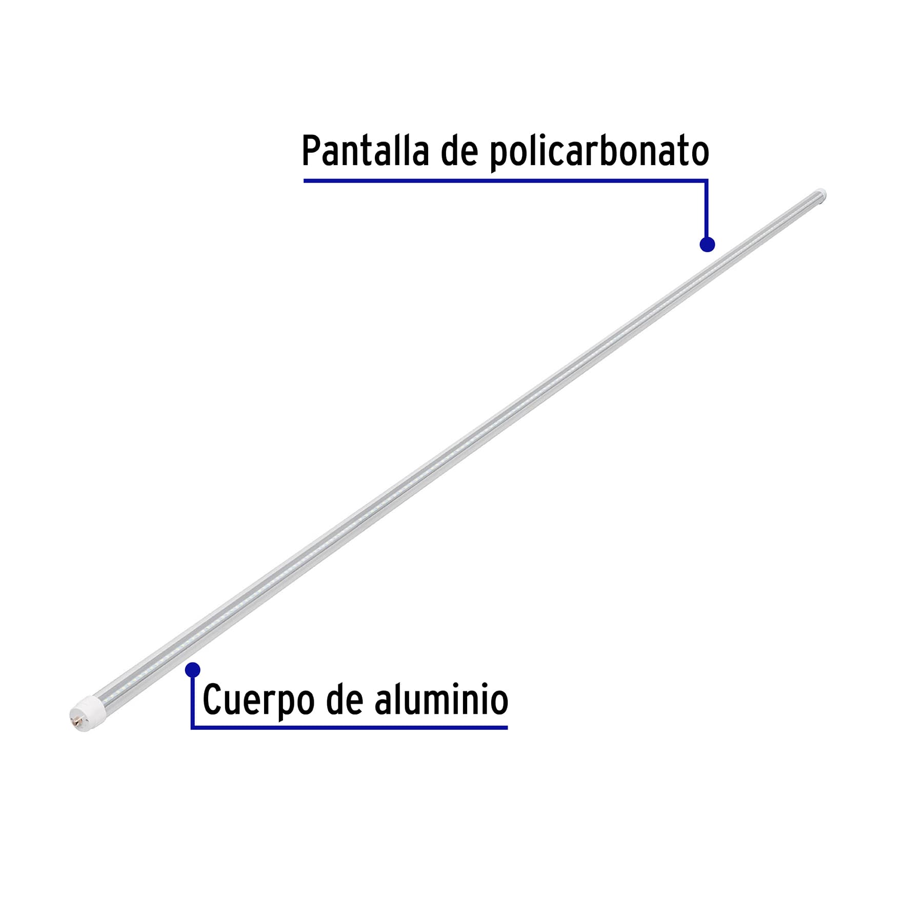 Tubo LED T8 36W FA8 6500K blanca fría, transparente, VOLTECK