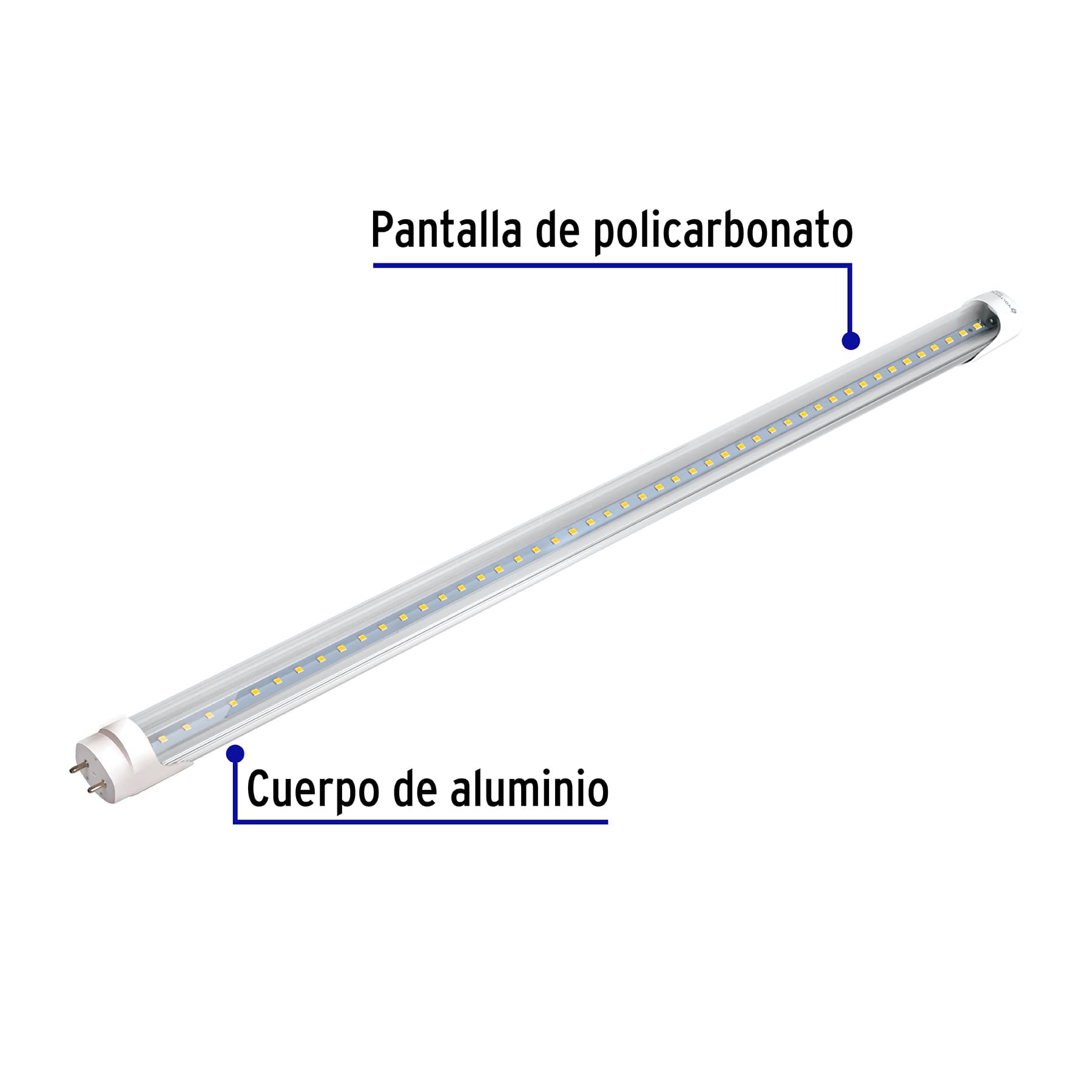 Tubo LED T8 36W G13, 6500K blanca fría, transparente, BASIC