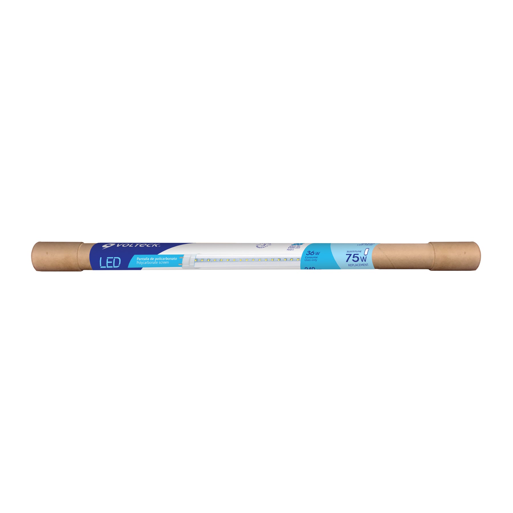 Tubo LED T8 36W G13 6500K blanca fría, transparente, VOLTECK