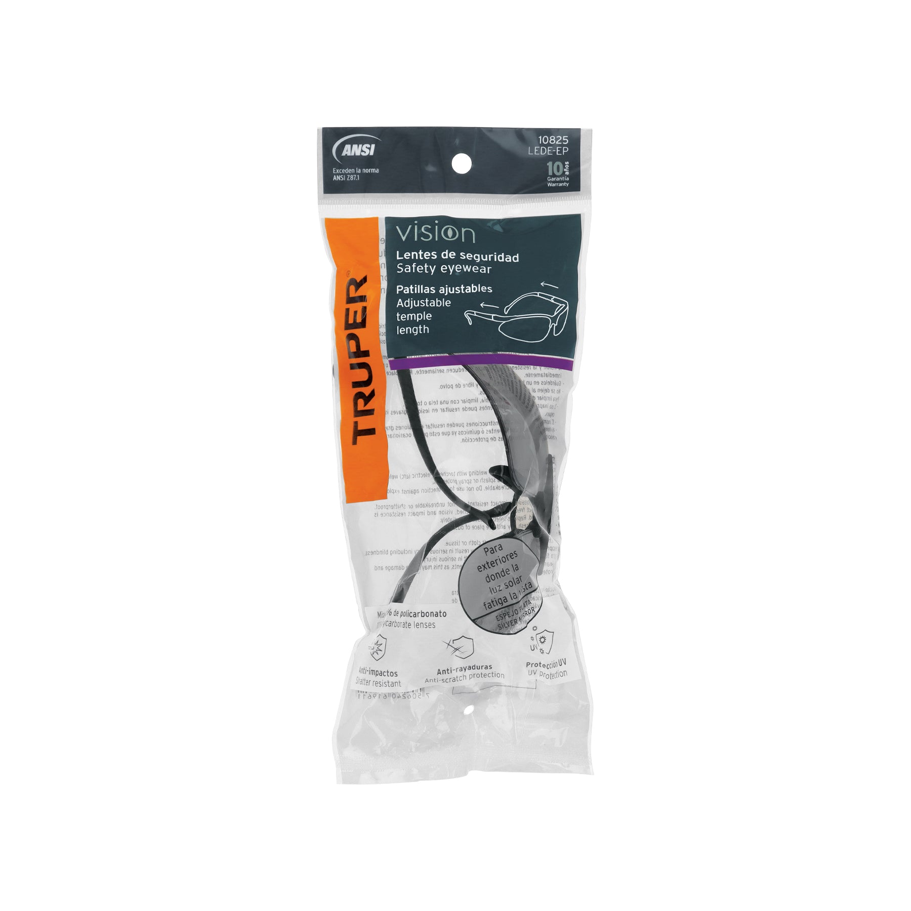 Lentes de seguridad espejo plata, TRUPER Vision