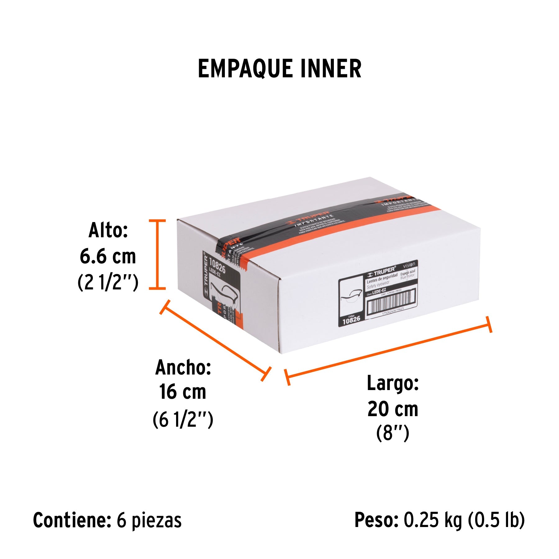 Lentes de seguridad espejo azul, TRUPER Vision - Empaque
