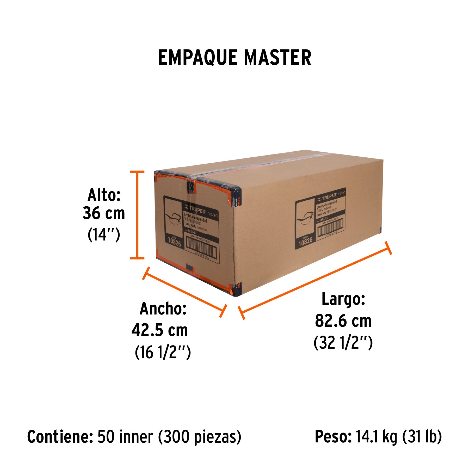 Lentes de seguridad espejo azul, TRUPER Vision - Empaque