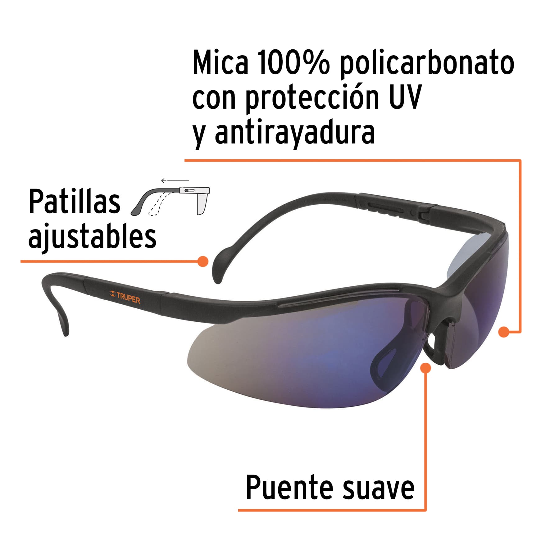 Lentes de seguridad espejo azul, TRUPER Vision