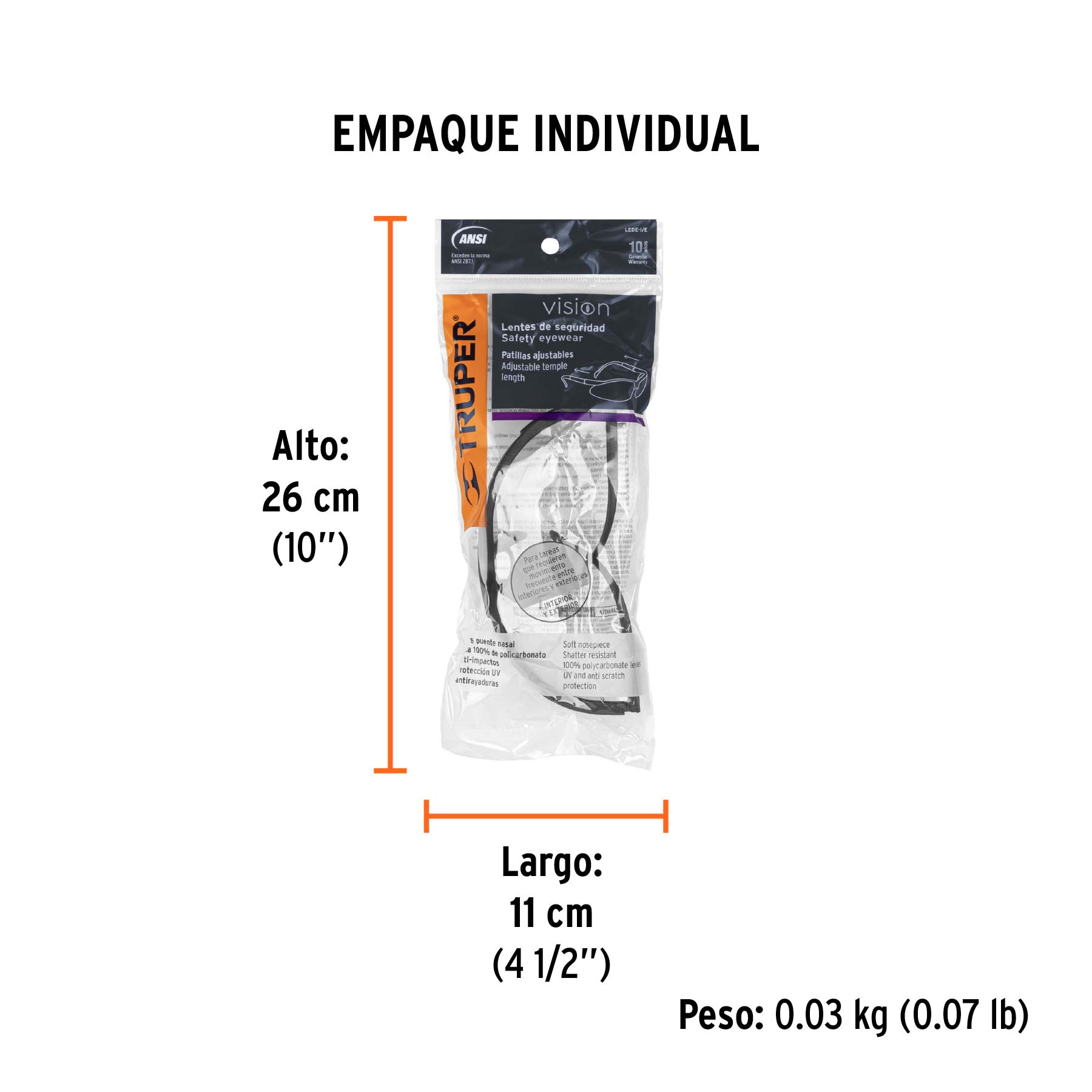 Lentes de seguridad interior-exterior, TRUPER Vision - Empaque
