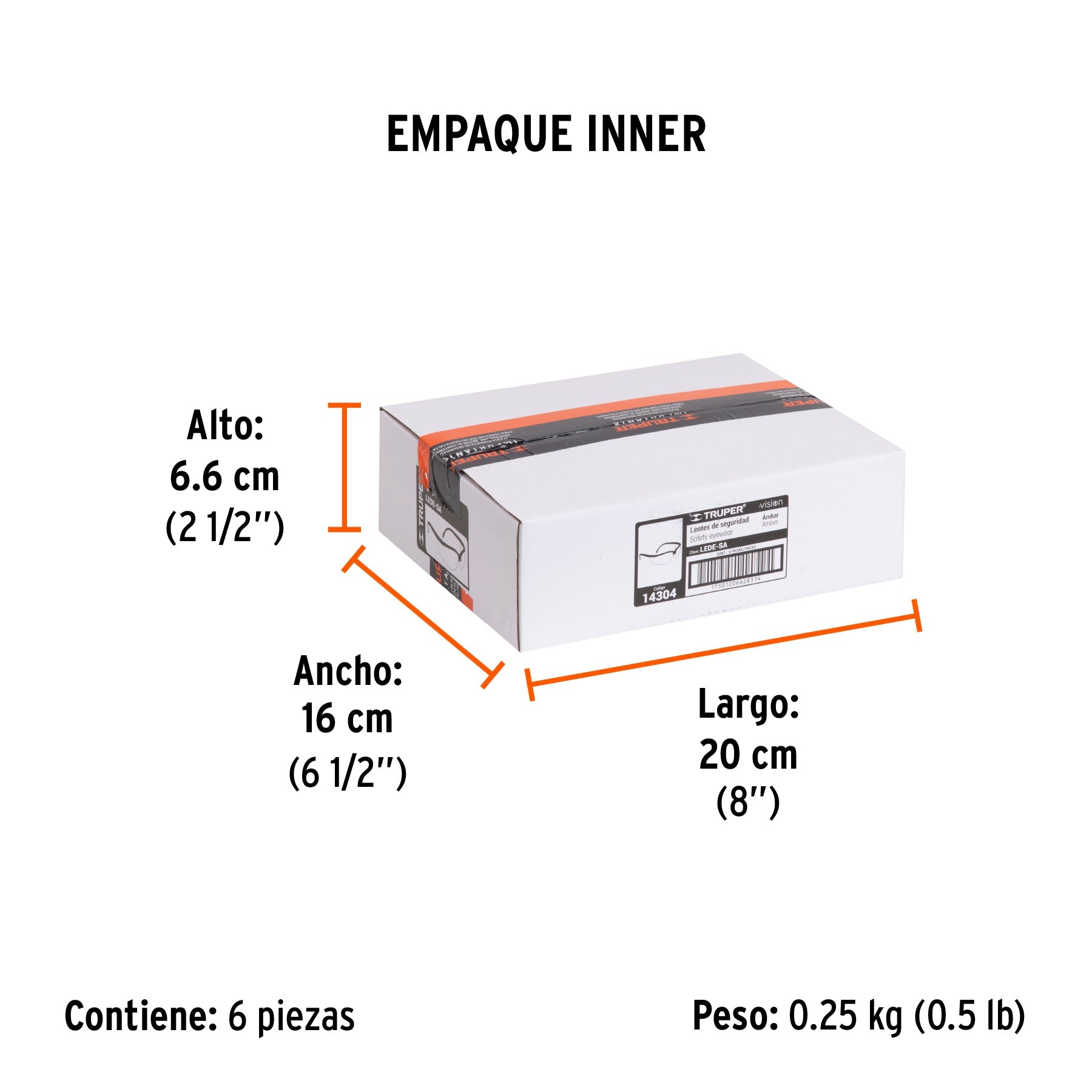 Lentes de seguridad ámbar, TRUPER Vision - Empaque