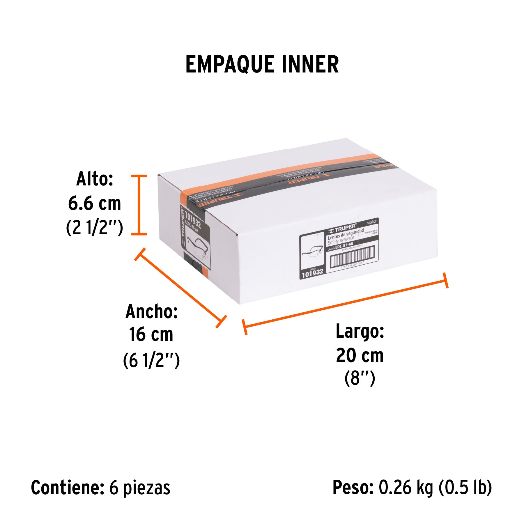 Lentes de seguridad transparentes con antiempaño, Vision - Empaque
