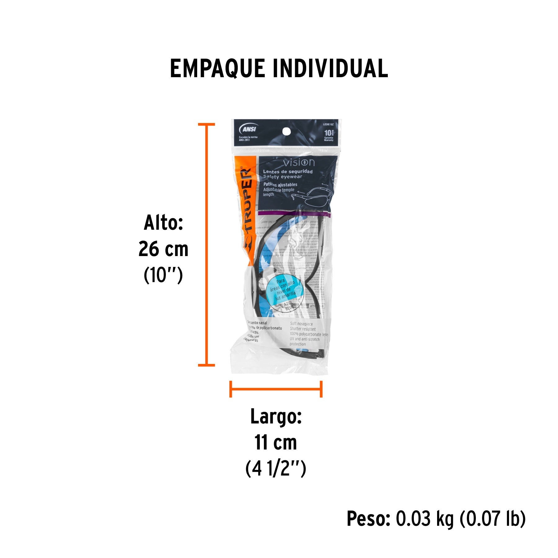 Lentes de seguridad azules, TRUPER Vision - Empaque