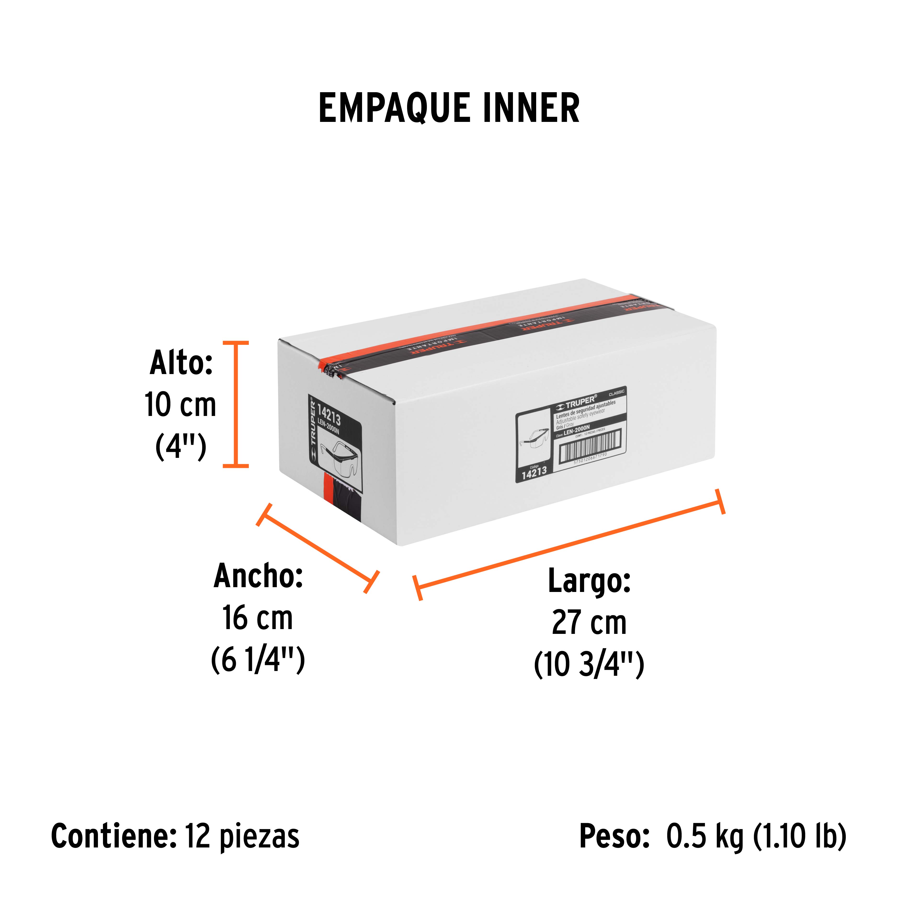 Lentes de seguridad ajustables grises, TRUPER Classic - Empaque
