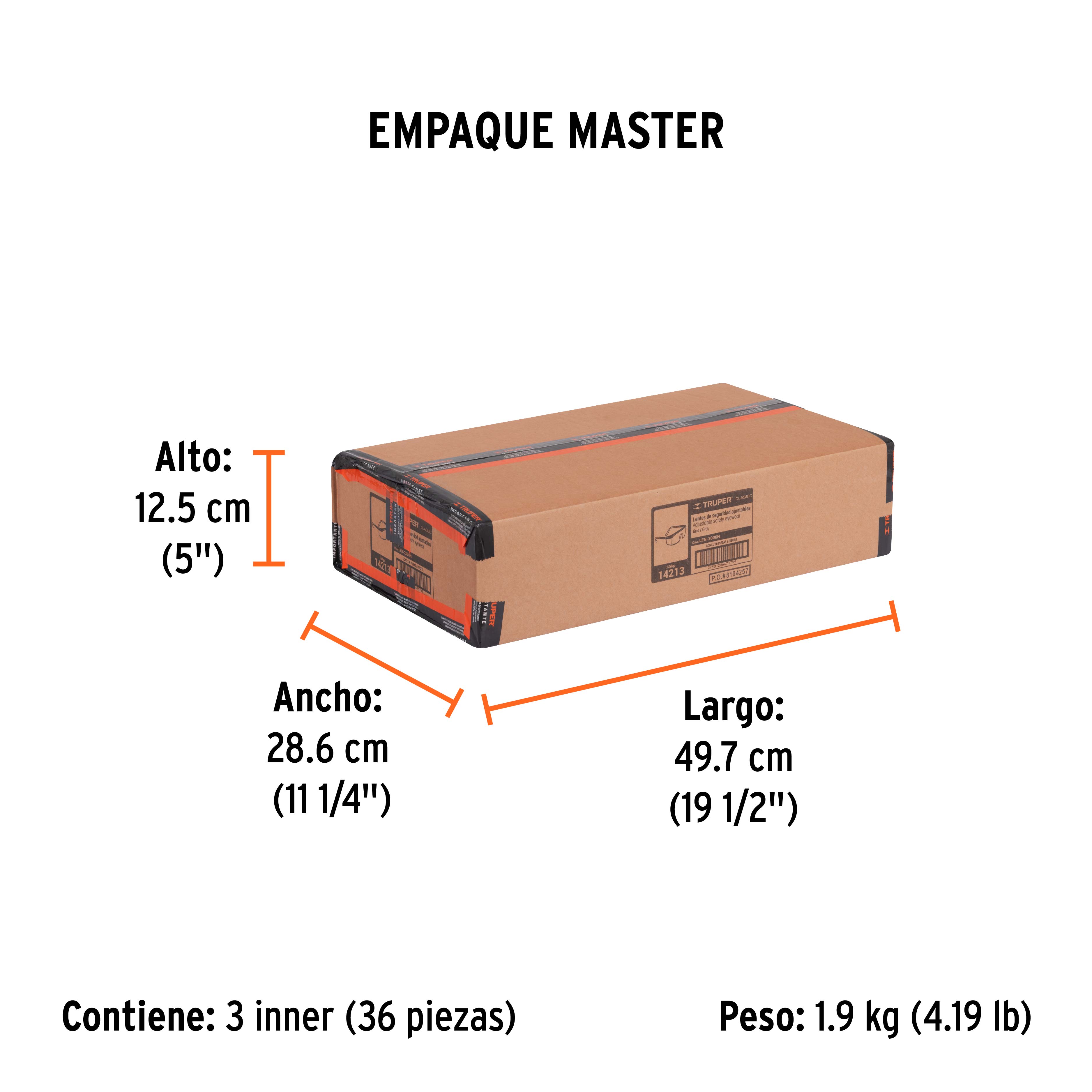 Lentes de seguridad ajustables grises, TRUPER Classic - Empaque