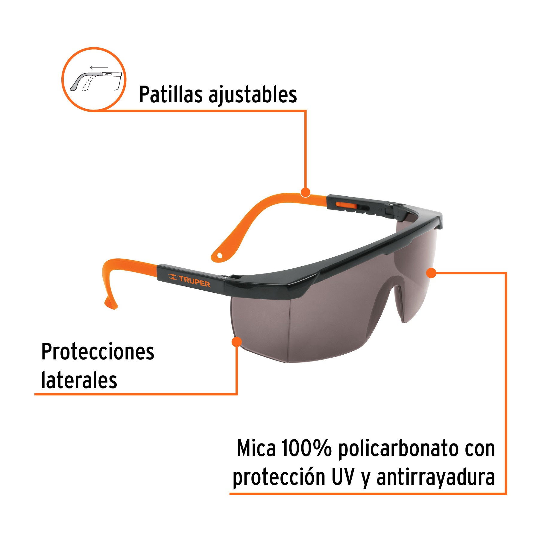 Lentes de seguridad ajustables grises, TRUPER Classic