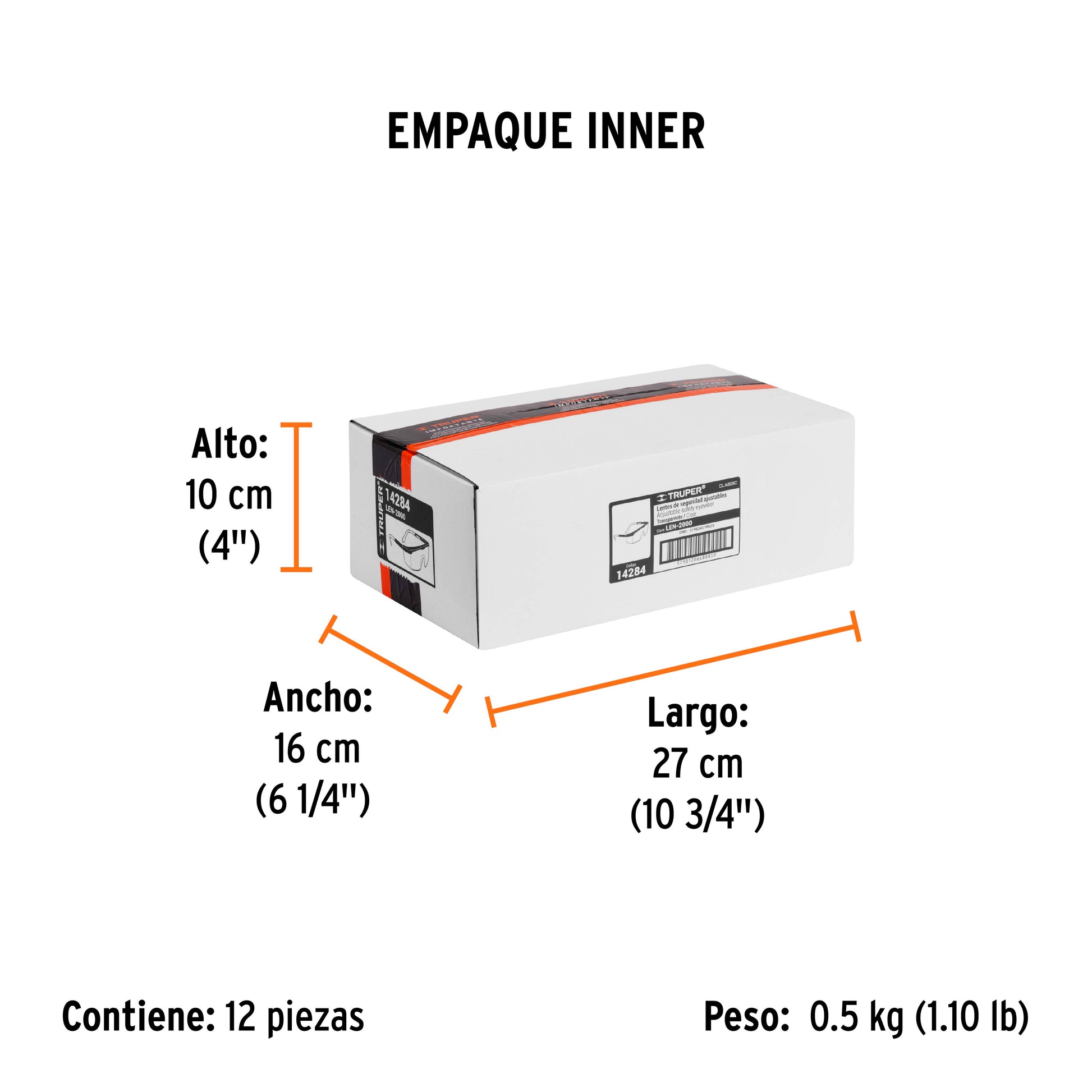 Lentes de seguridad ajustables transparentes, TRUPER Classic - Empaque