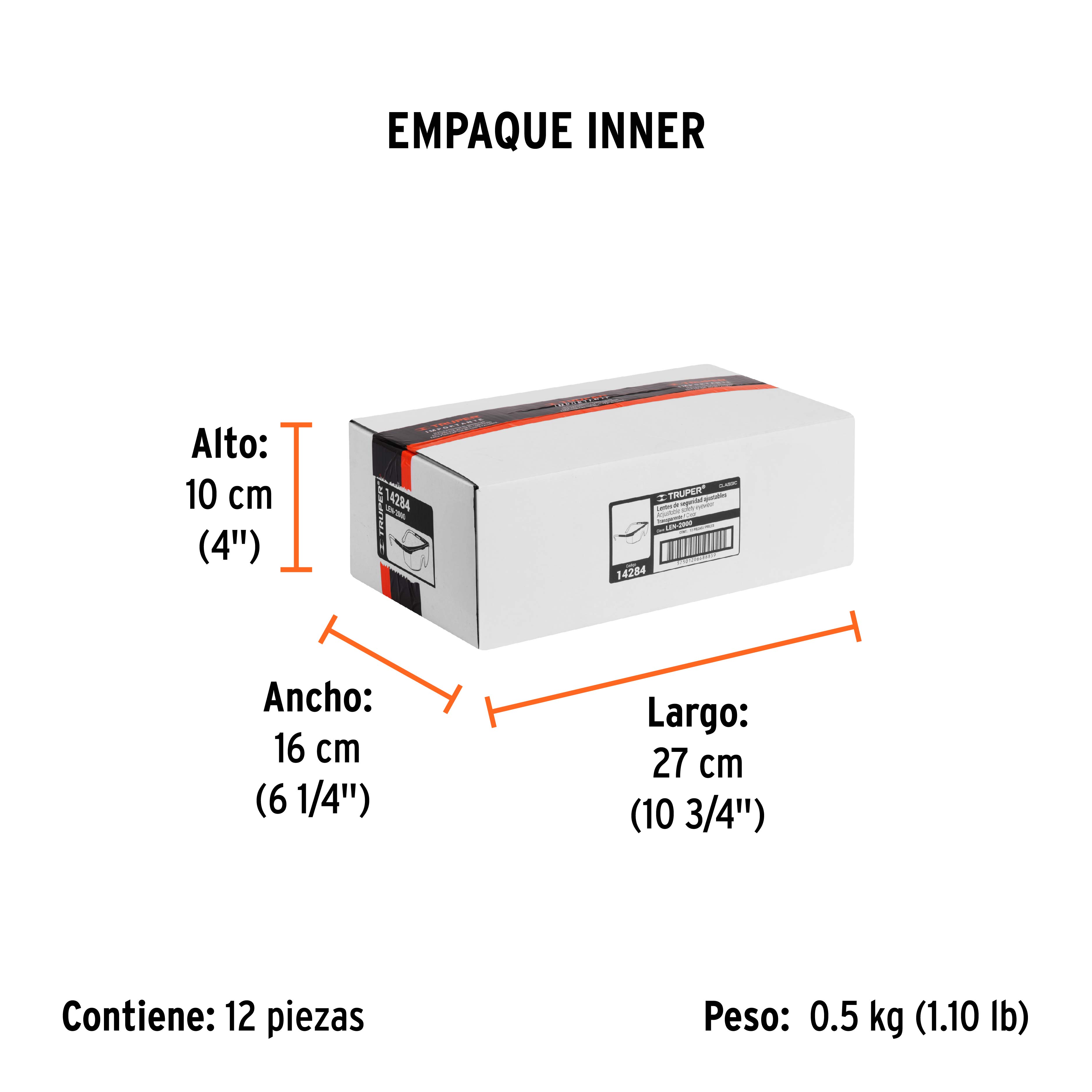 Lentes de seguridad ajustables transparentes, TRUPER Classic - Empaque