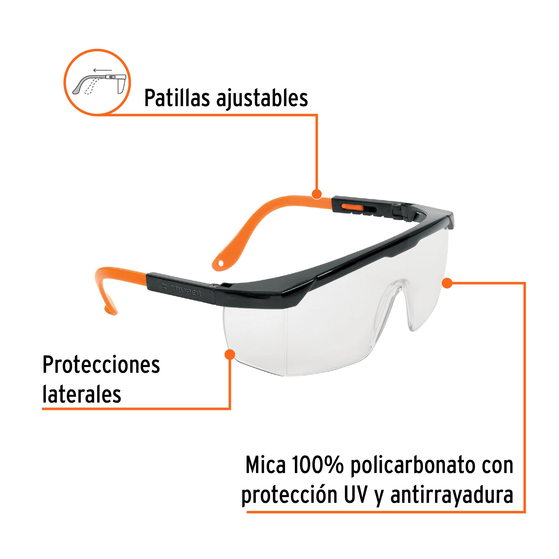 Lentes de seguridad ajustables transparentes, TRUPER Classic