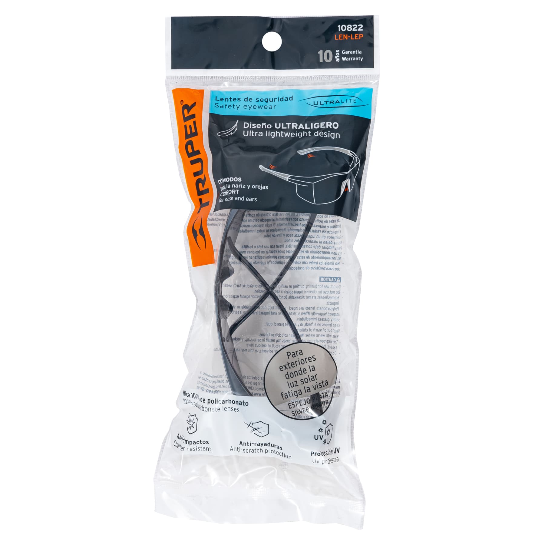 Lentes de seguridad espejo plata, TRUPER Ultralite