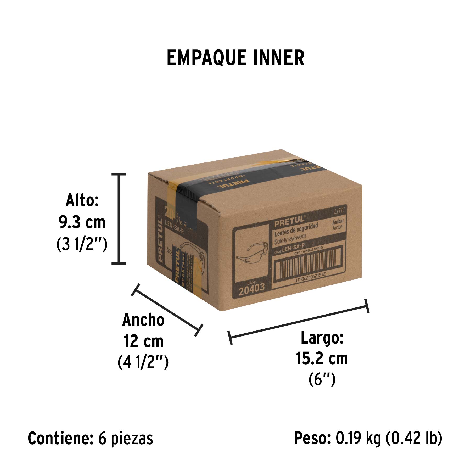 Lentes de seguridad ámbar, PRETUL LITE - Empaque