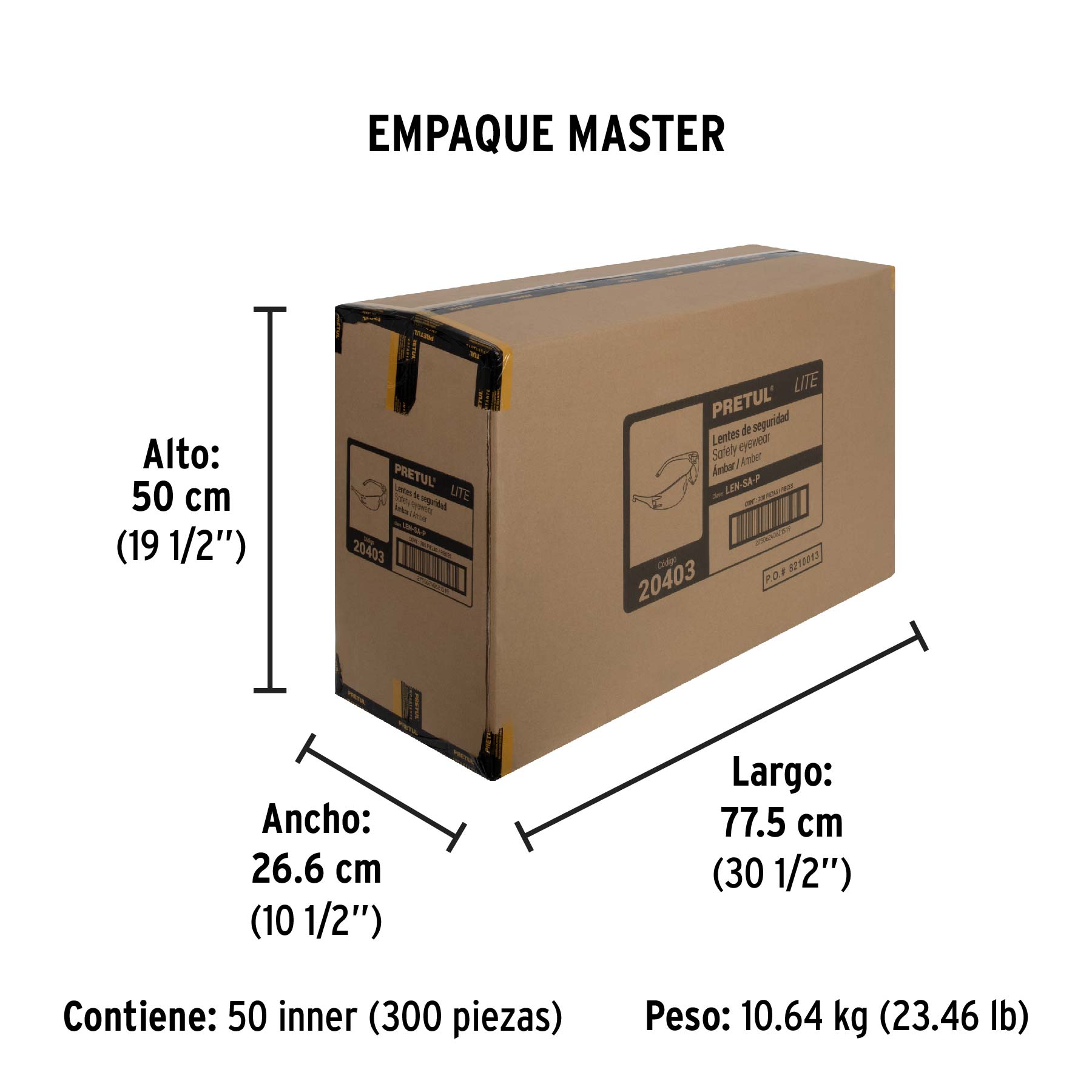 Lentes de seguridad ámbar, PRETUL LITE - Empaque