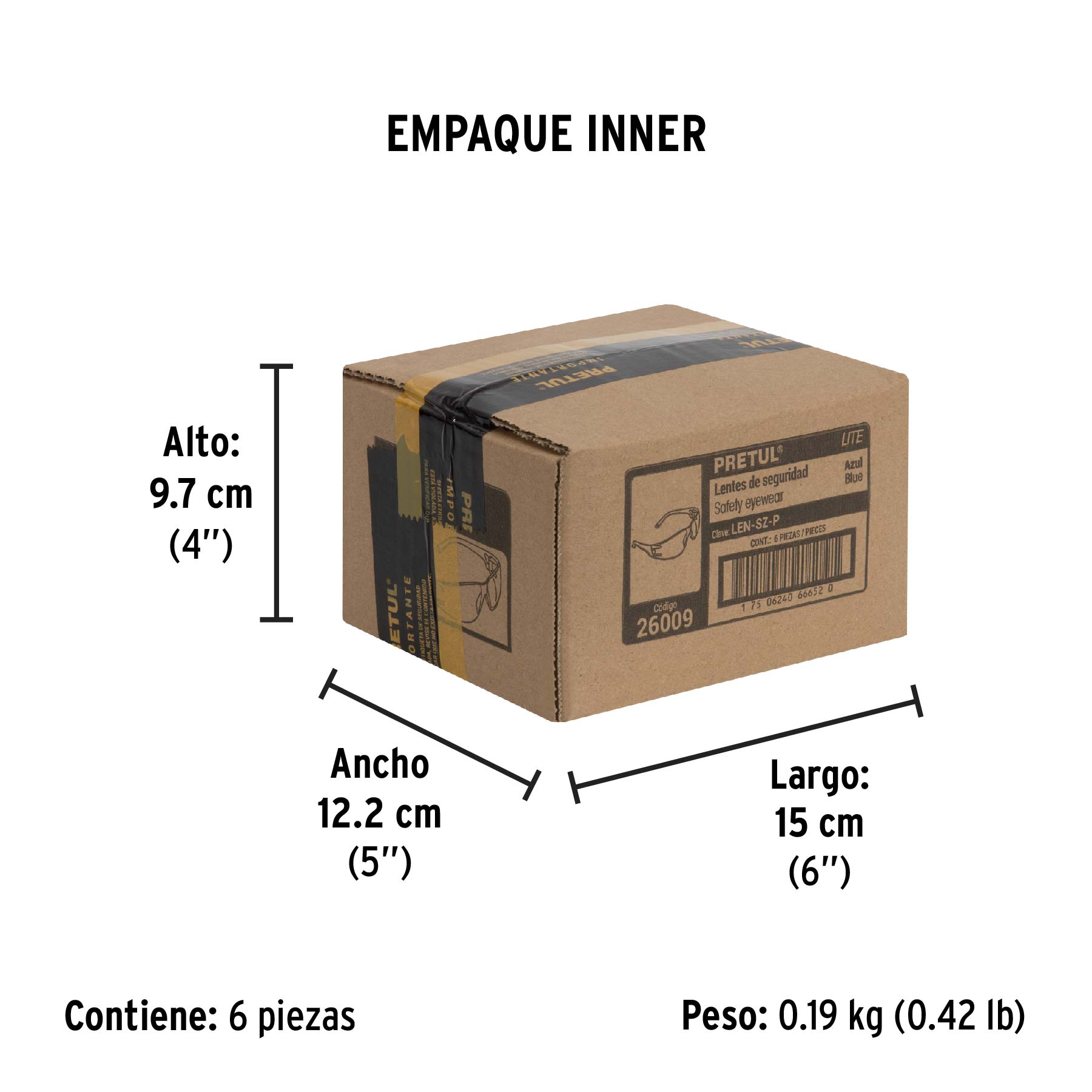 Lentes de seguridad azules, PRETUL LITE - Empaque