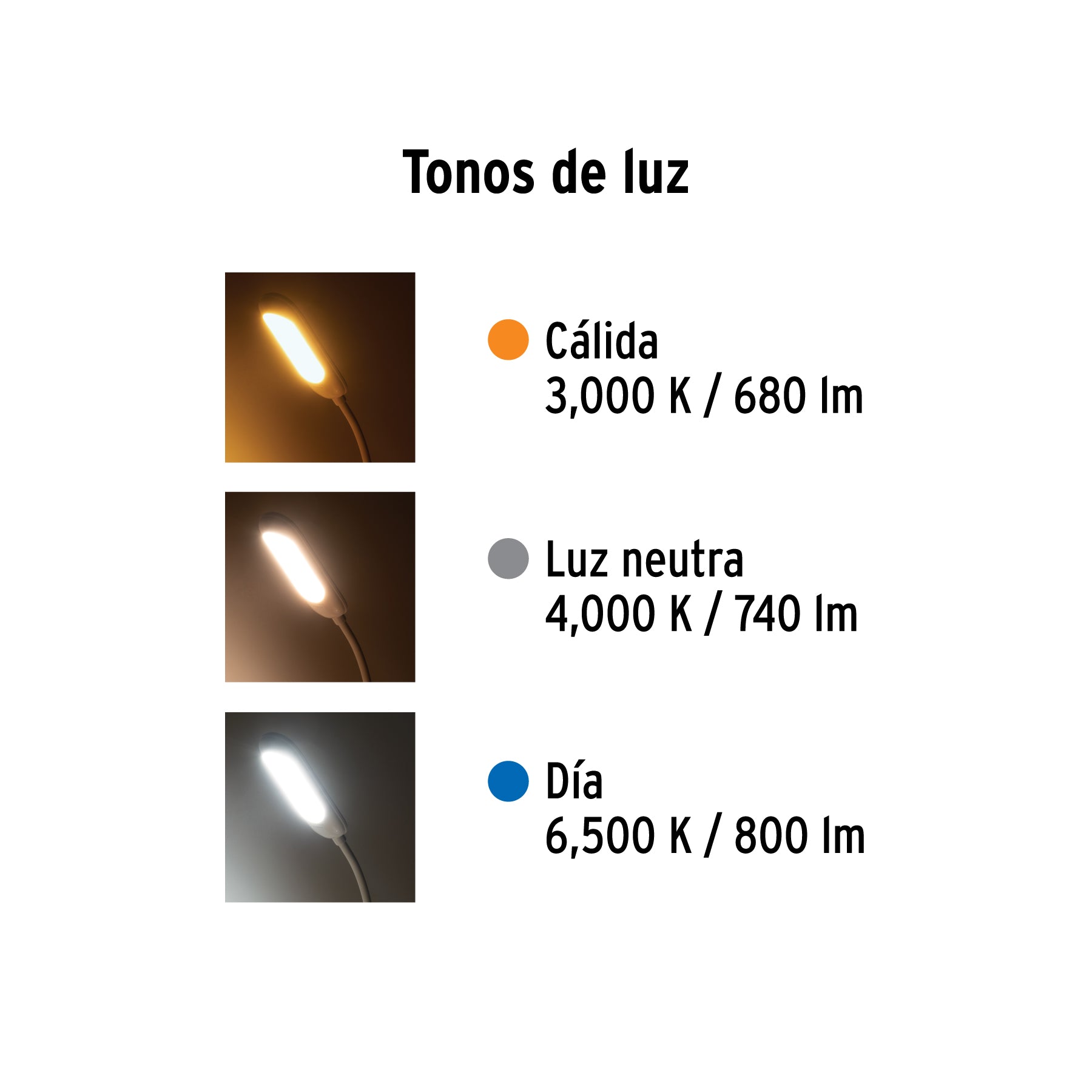 Lámpara de LED 5W cuello flexible para escritorio, VOLTECK