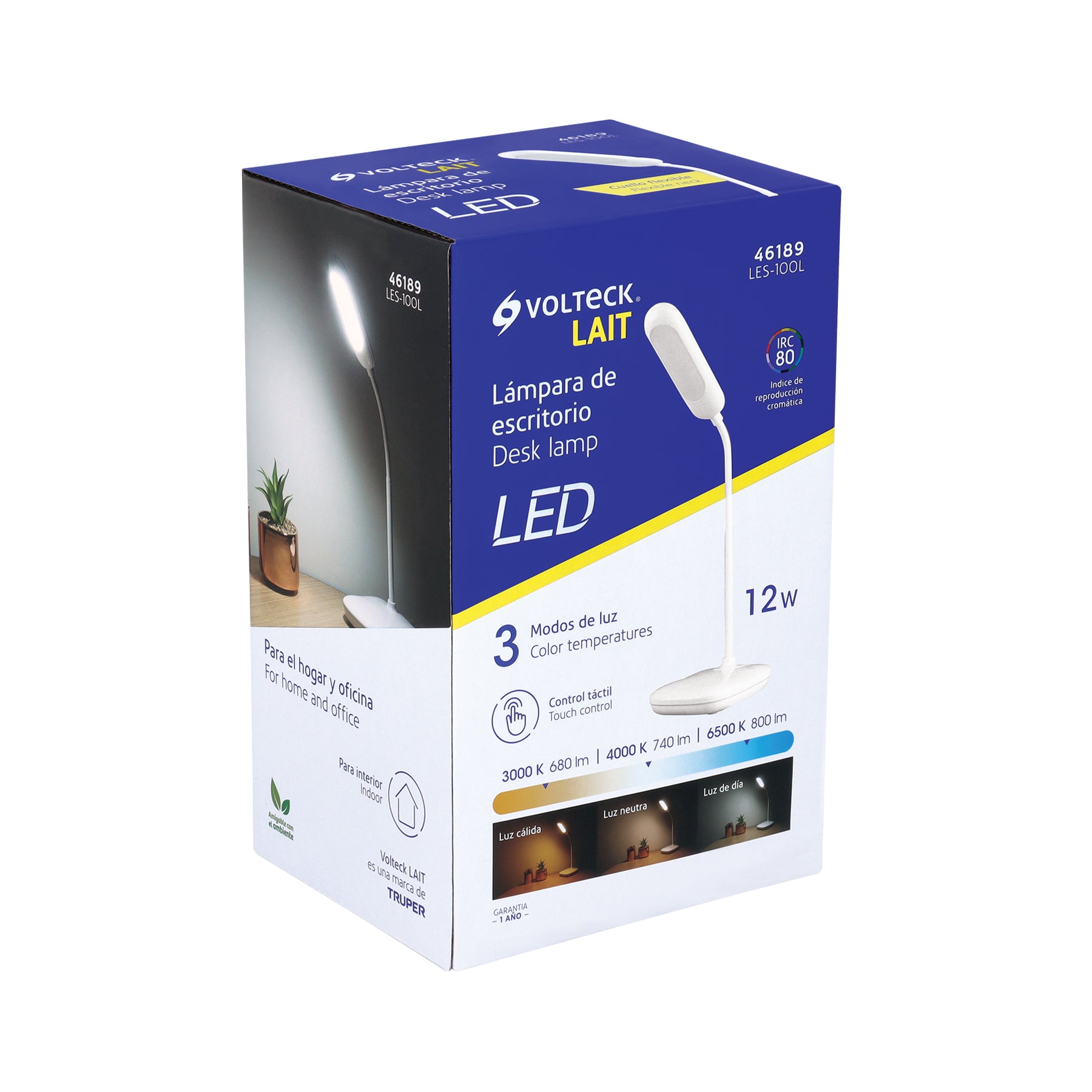 Lámpara de LED 5W cuello flexible para escritorio, VOLTECK