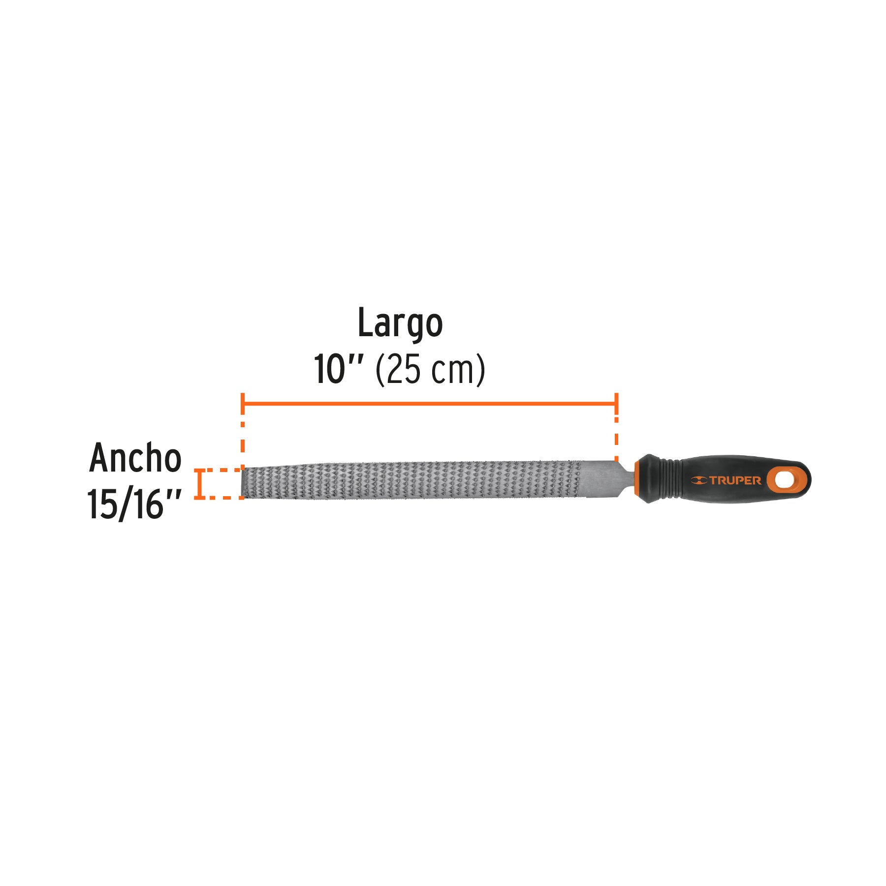 Lima escofina 10" con mango Comfort Grip, TRUPER