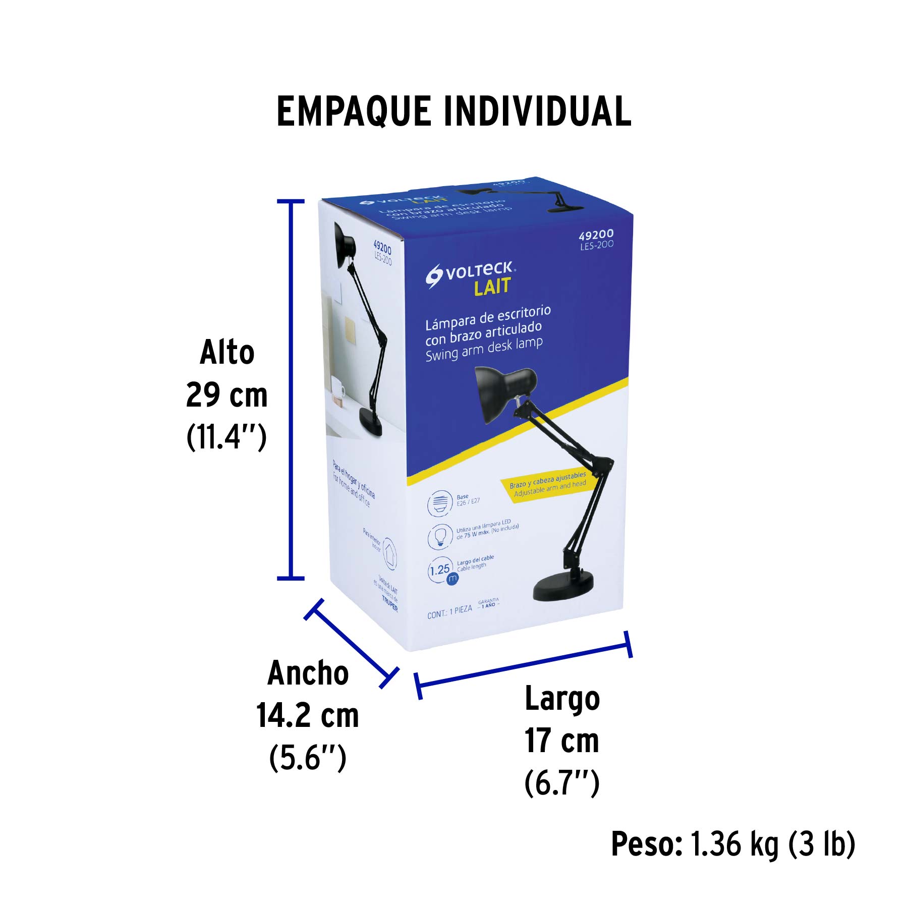 Lámpara de escritorio con brazo oscilante - Empaque