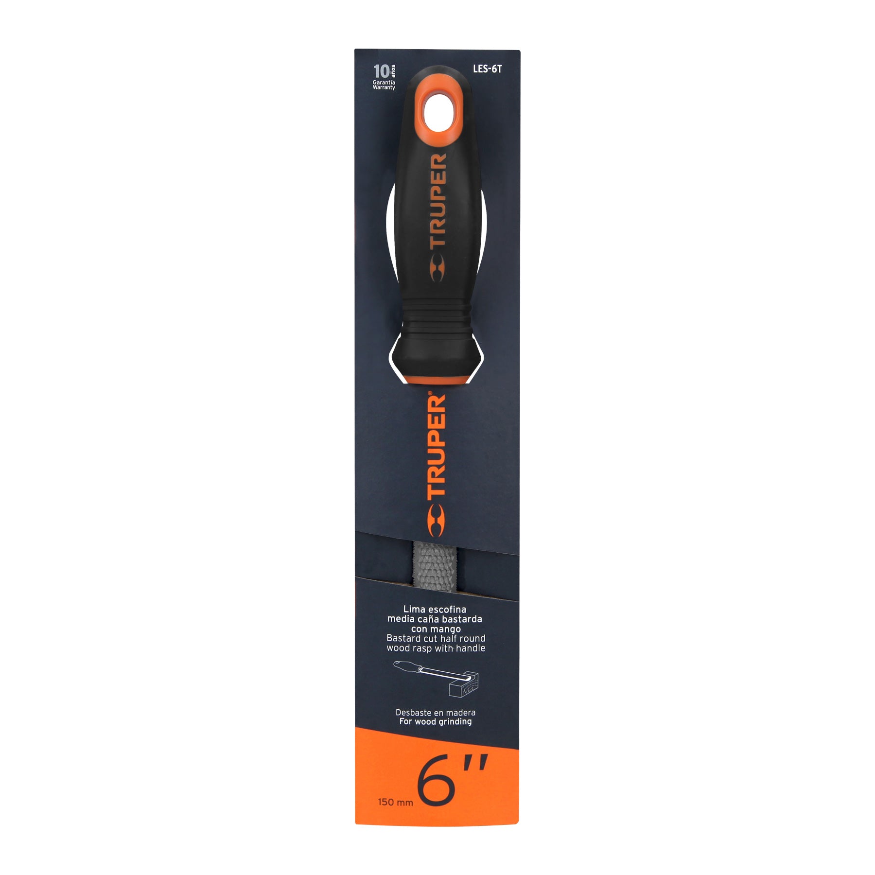 Lima escofina 6" con mango Comfort Grip, TRUPER