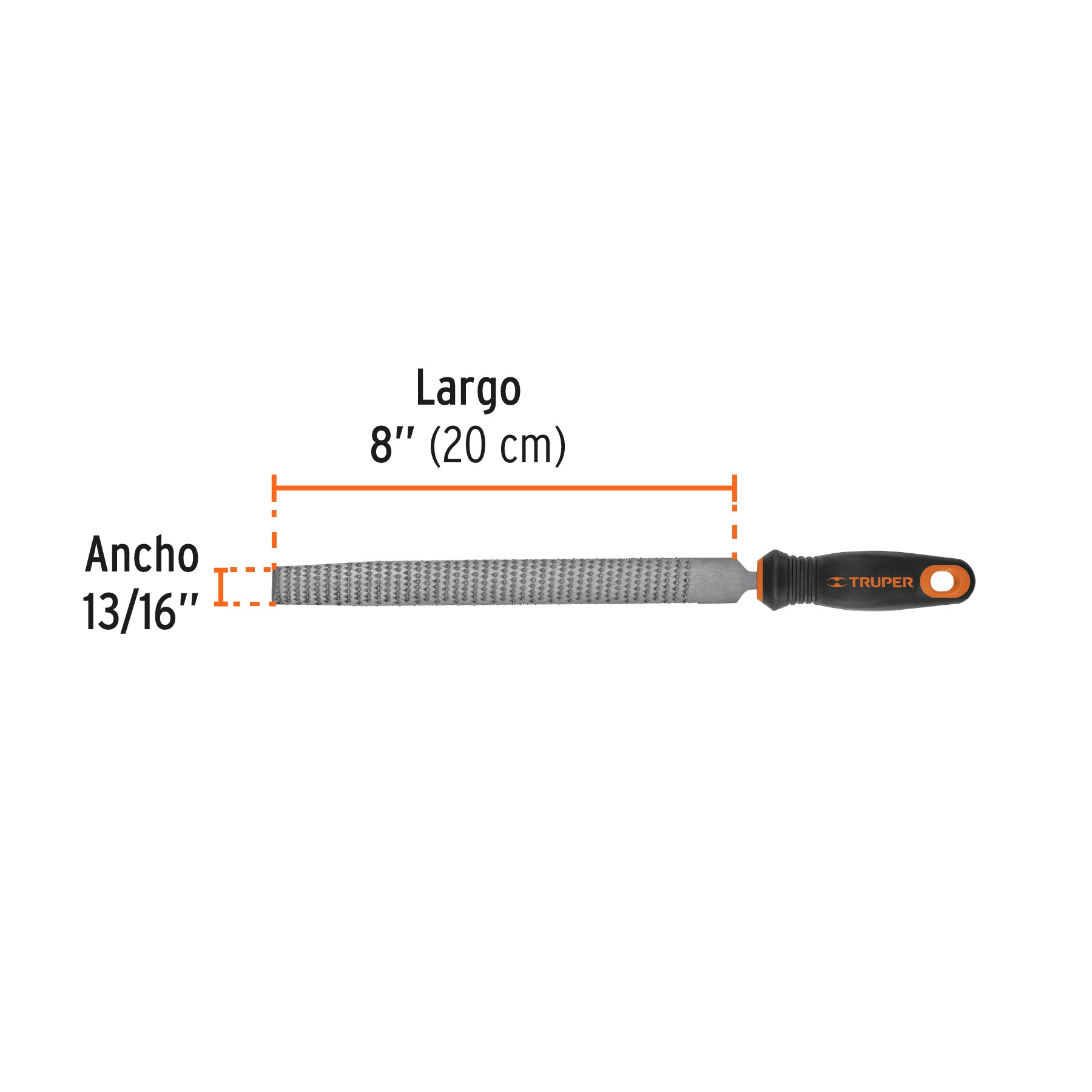 Lima escofina 8" con mango Comfort Grip, TRUPER