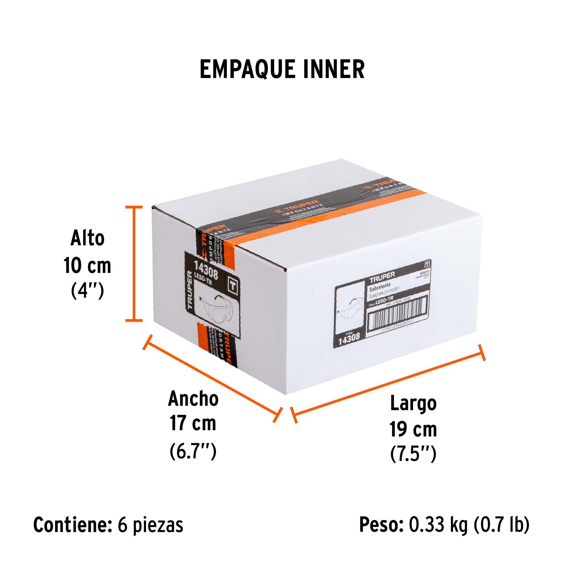 Sobrelentes de seguridad transparentes, TRUPER Safe - Empaque