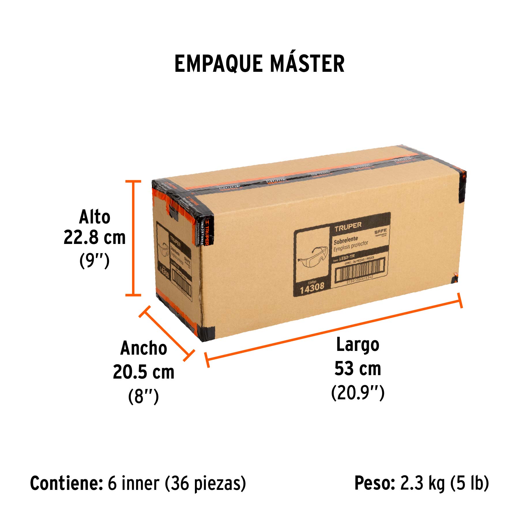 Sobrelentes de seguridad transparentes, TRUPER Safe - Empaque
