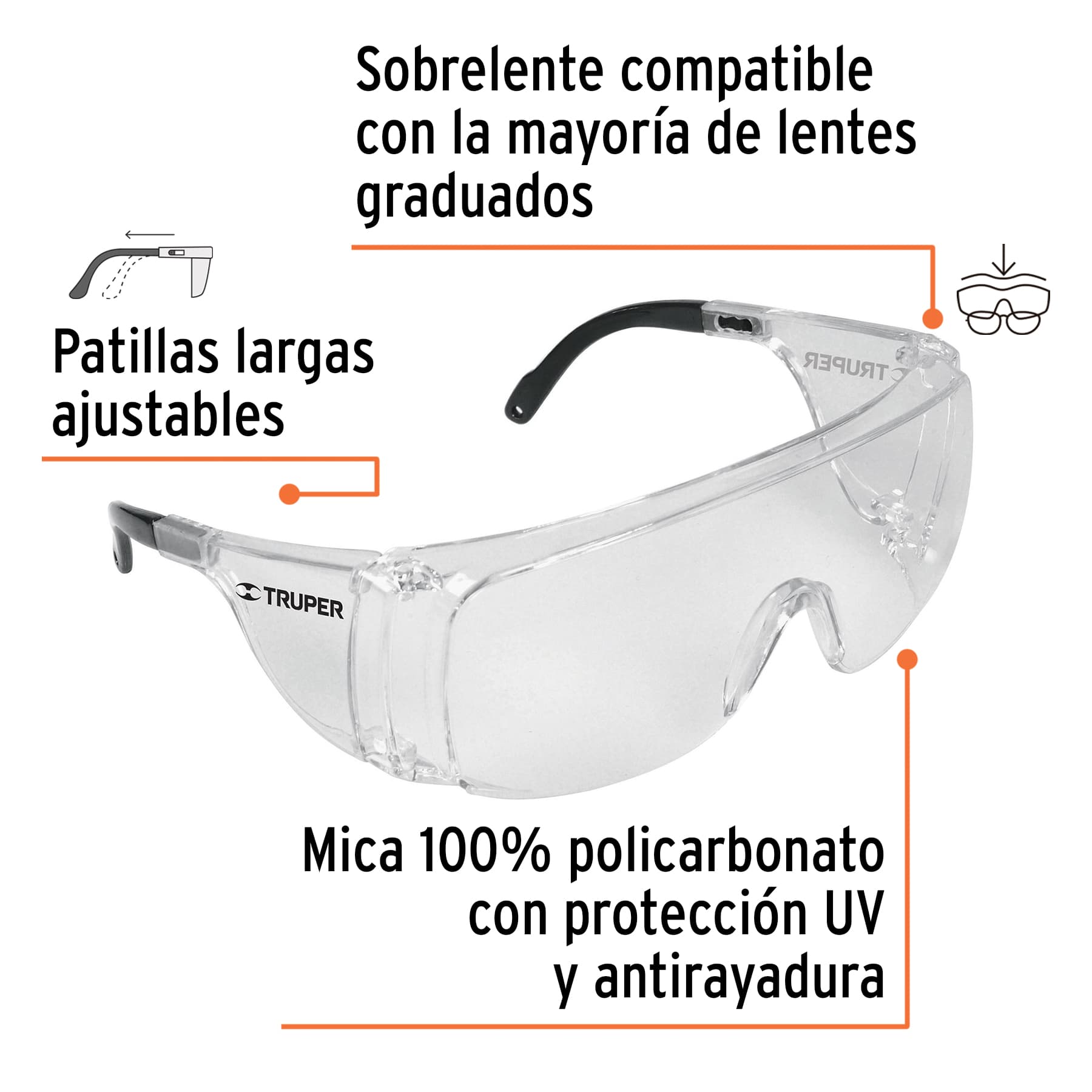 Sobrelentes de seguridad transparentes, TRUPER Safe