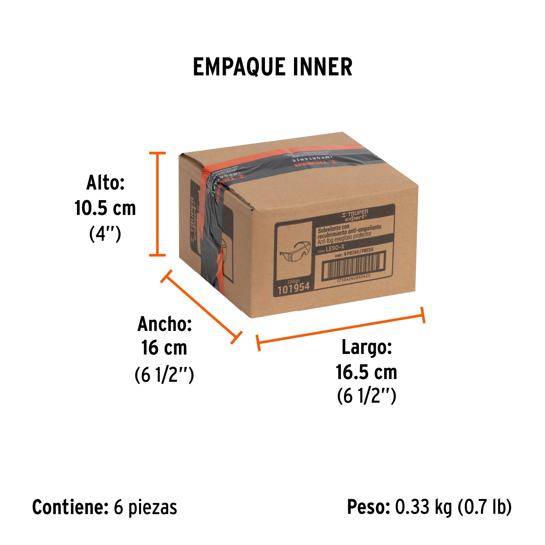 Sobrelente de seguridad claros con antiempaño, TRUPER EXPERT - Empaque