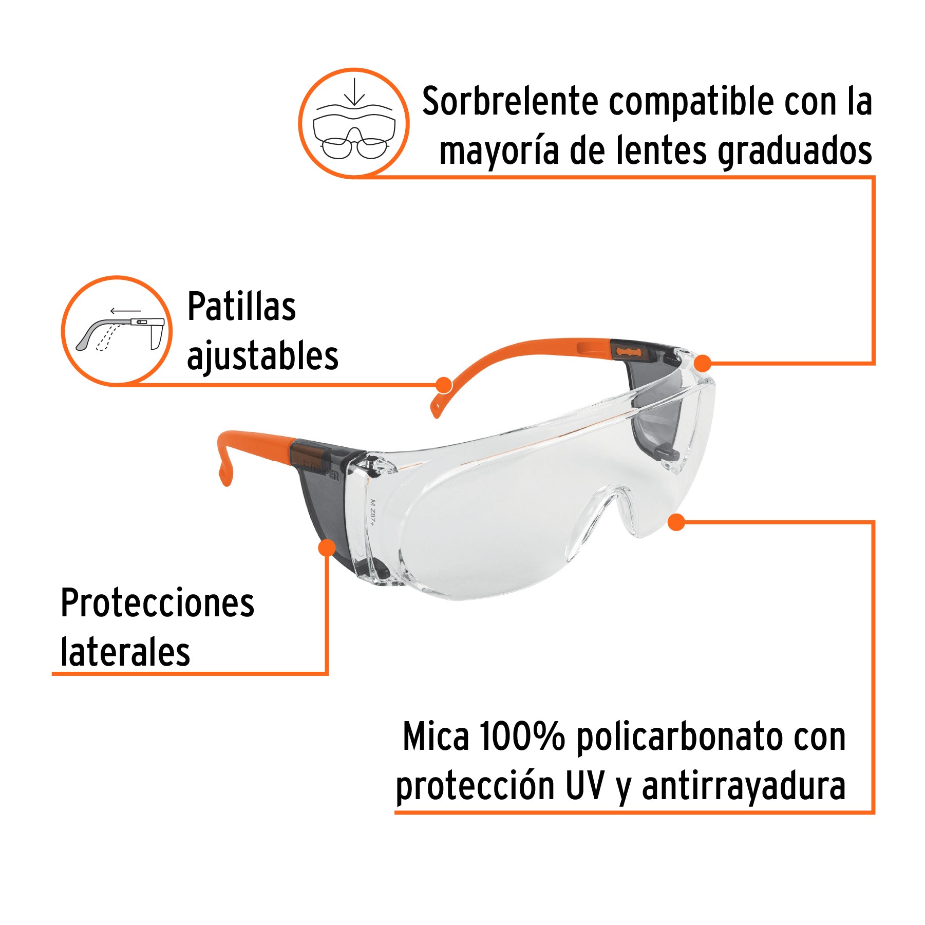 Sobrelente de seguridad claros con antiempaño, TRUPER EXPERT