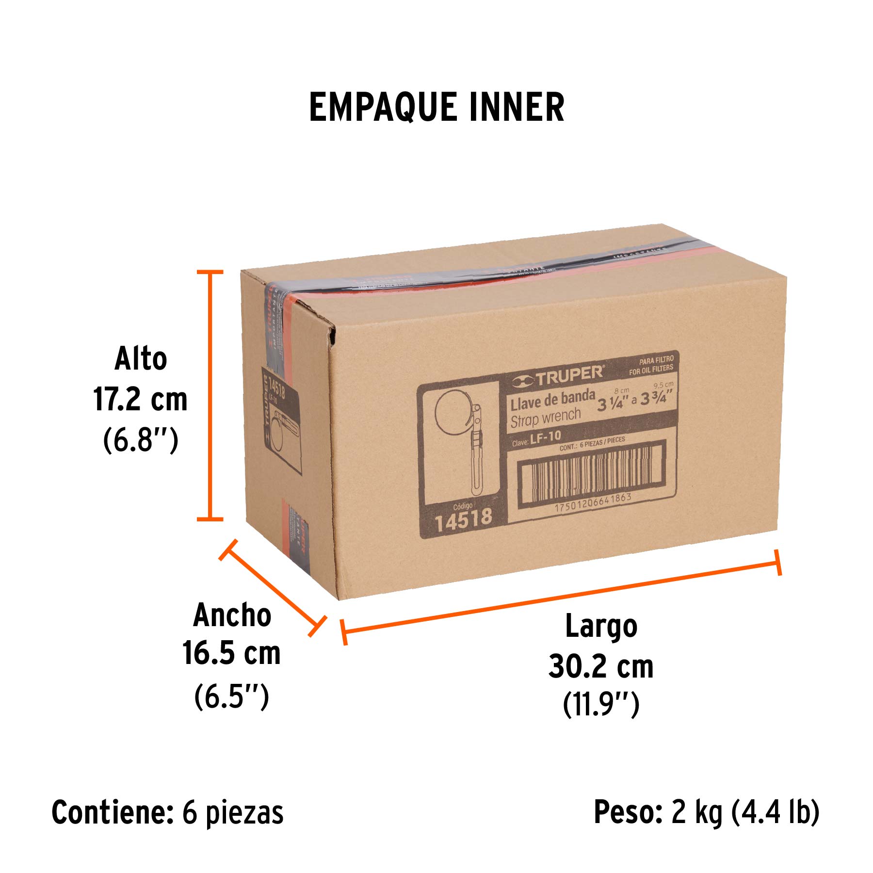 Llave de banda metálica 3-1/4"-3-3/4" para filtro de aceite - Empaque