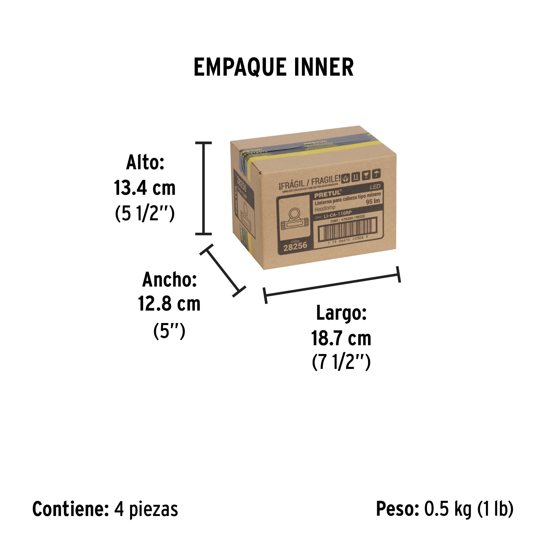 Linterna de minero LED 180 lm, con imán, recargable, PRETUL - Empaque