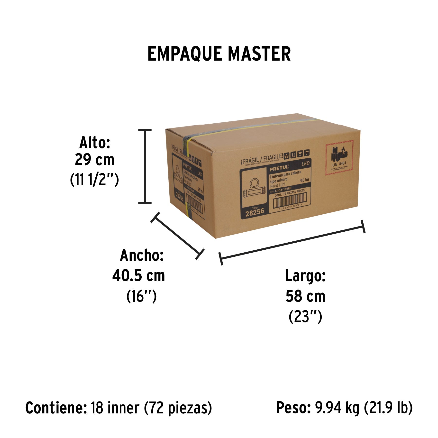 Linterna de minero LED 180 lm, con imán, recargable, PRETUL - Empaque