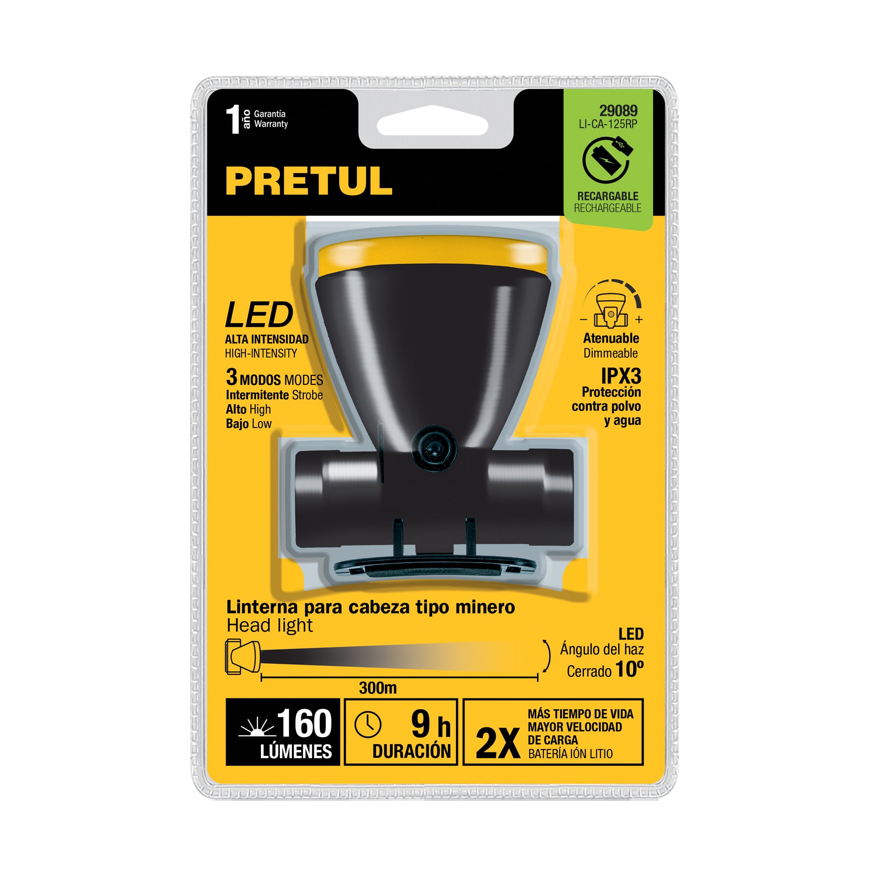 Linterna de minero LED 160 lm recargable, PRETUL