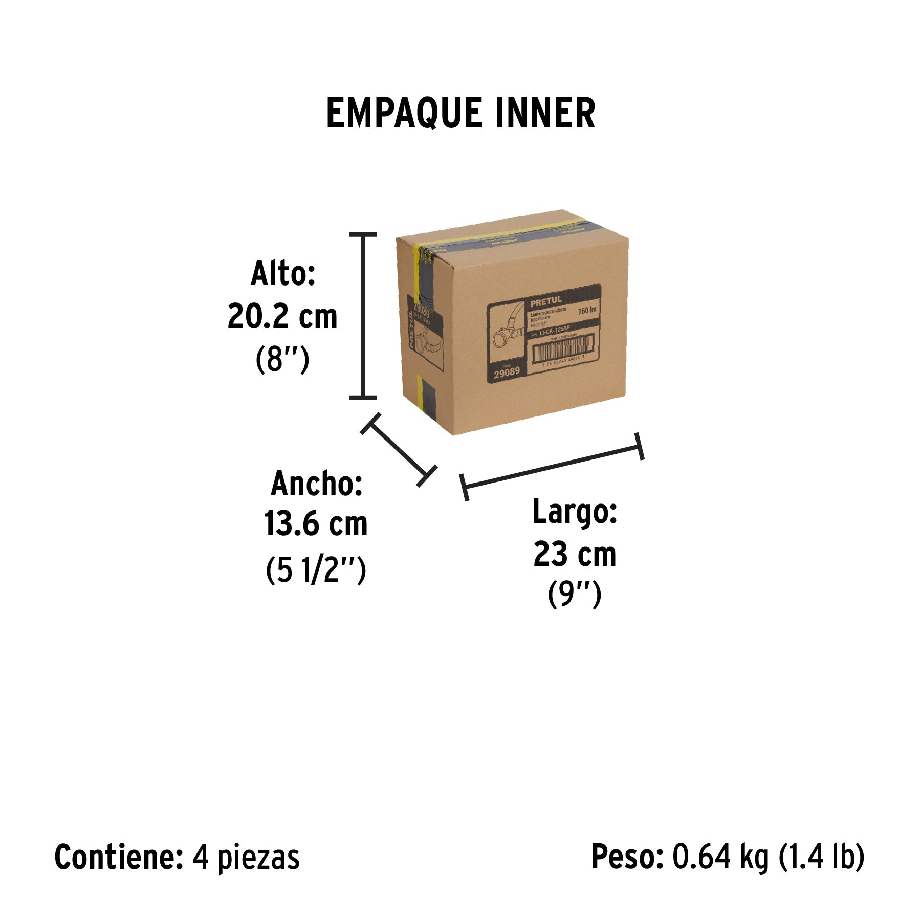 Linterna de minero LED 160 lm recargable, PRETUL - Empaque